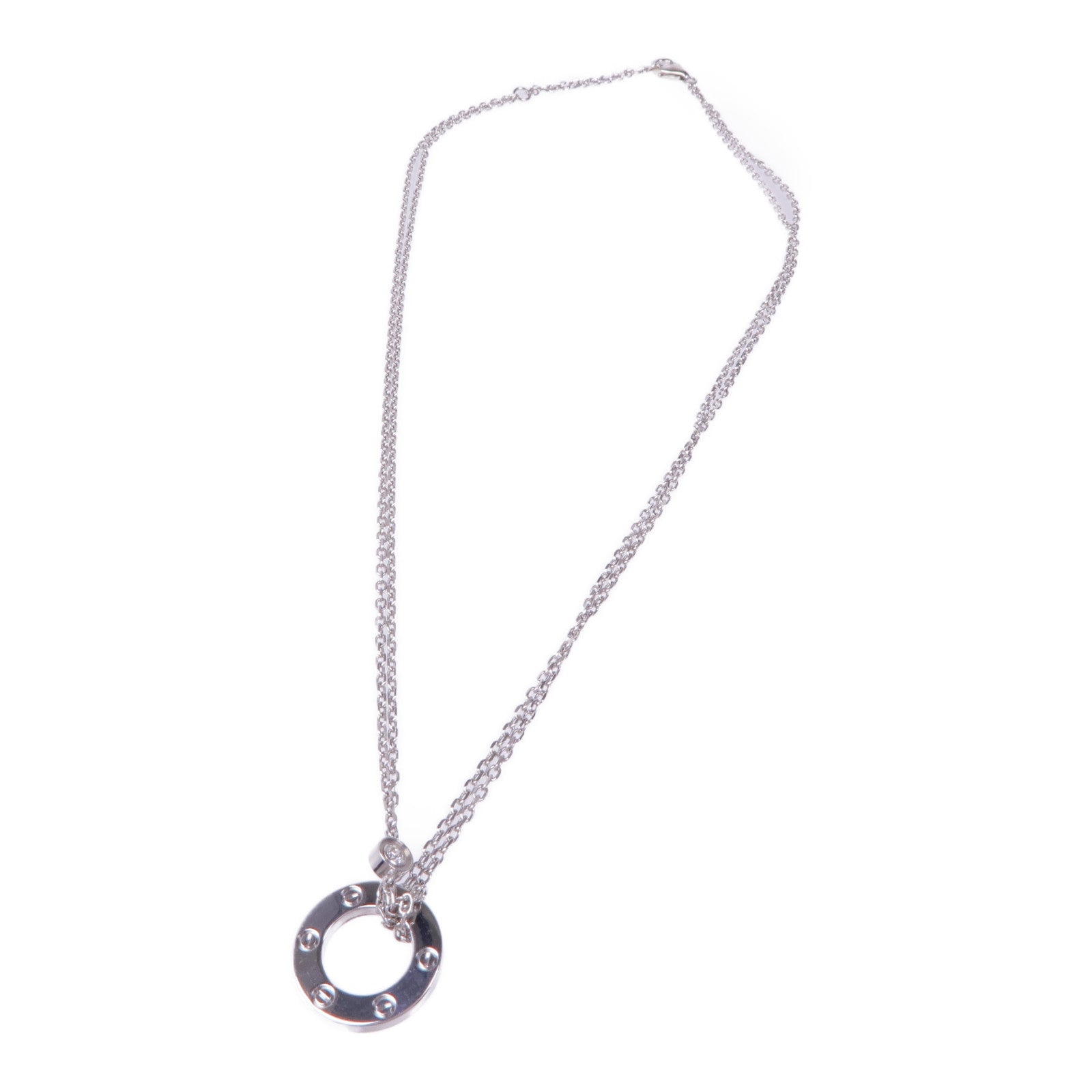 CARTIER 18K白金Love Necklace 2 Diamonds白金鑽石項鍊