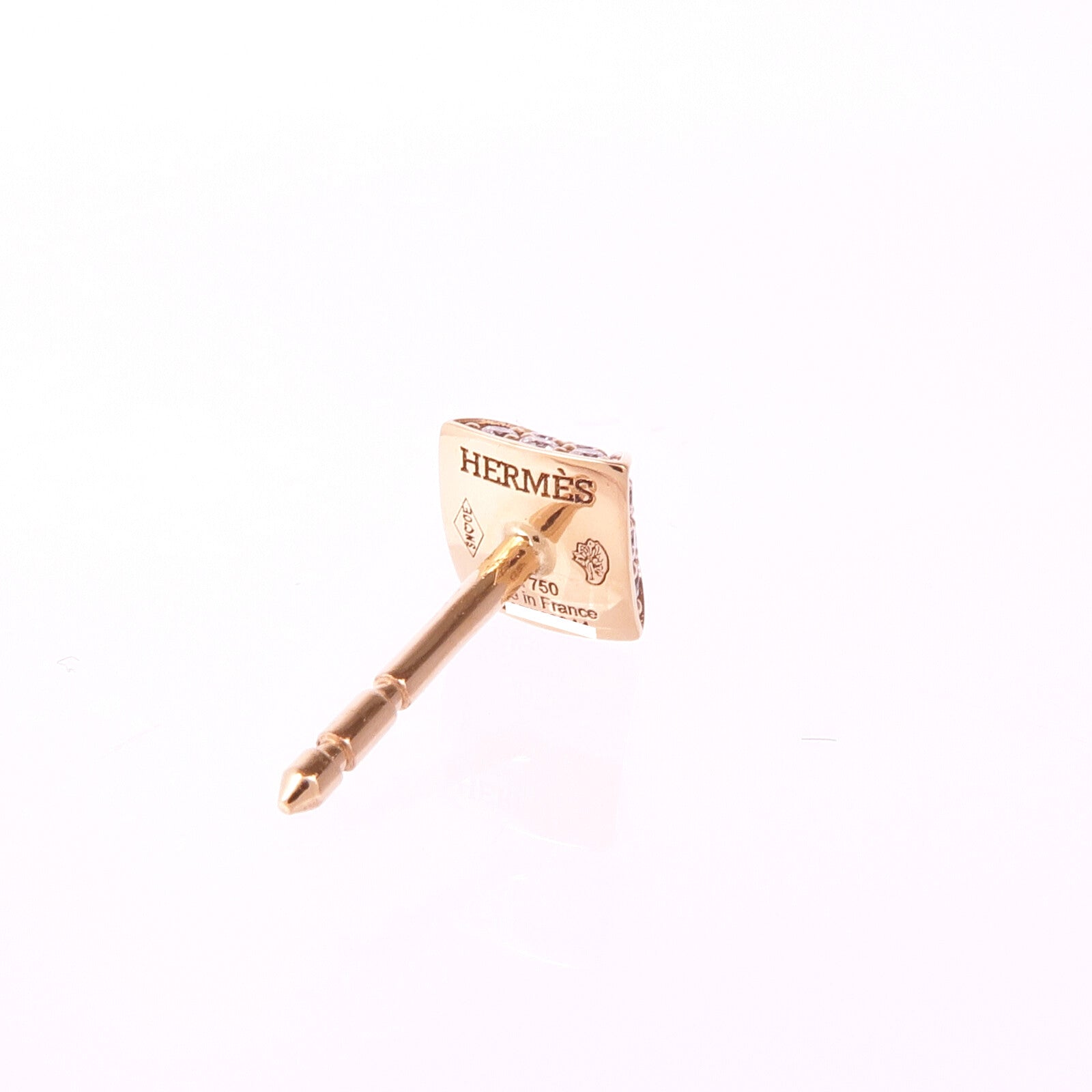 HERMES 18K玫瑰金Clou d'H Earrings鑽石耳環