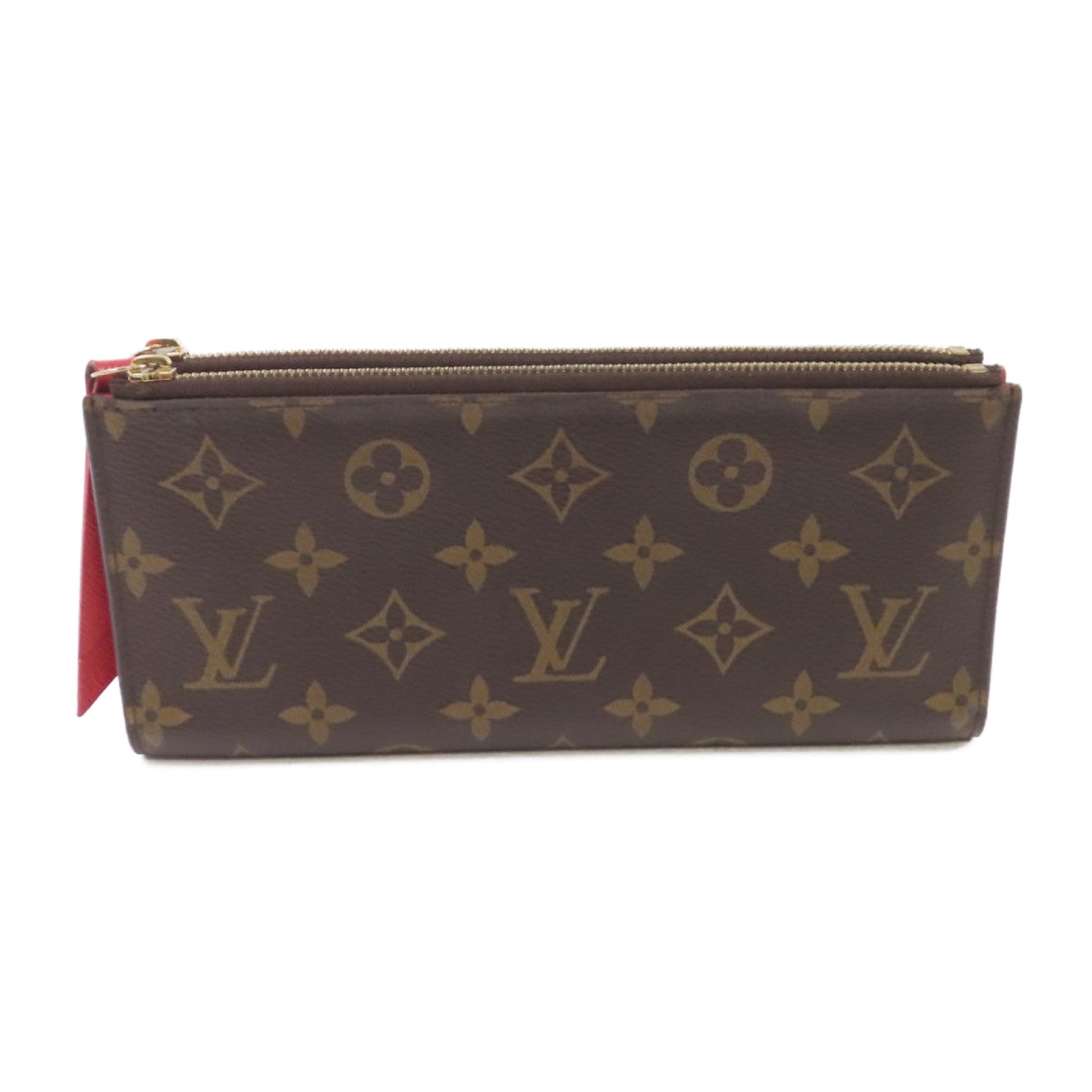 LOUIS VUITTON Monogram Portefeuille Adele Long Wallet金扣長錢包啡色/紅色