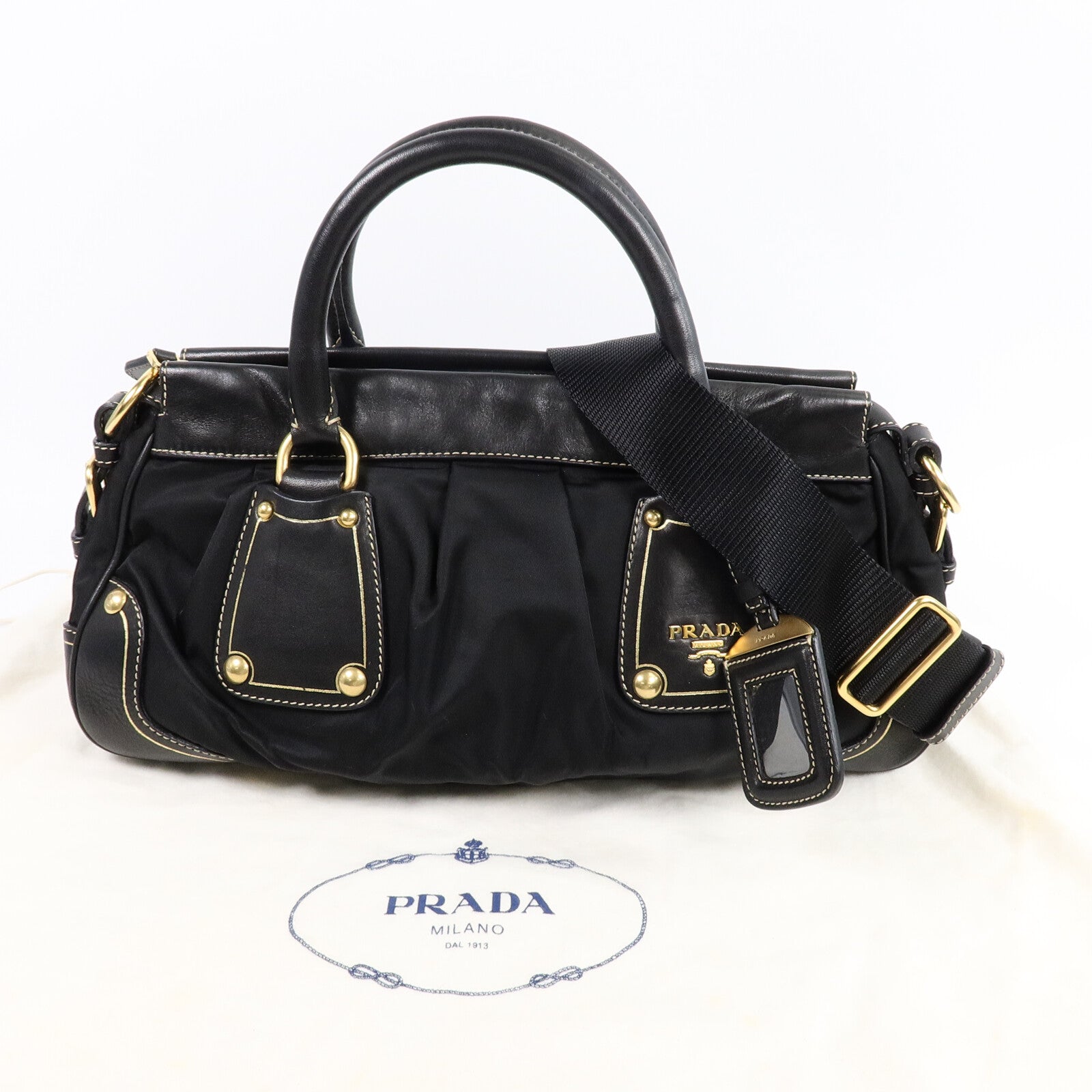 PRADA 牛皮皮革/尼龍2 Way Shoulder Bag手挽肩背兩用袋