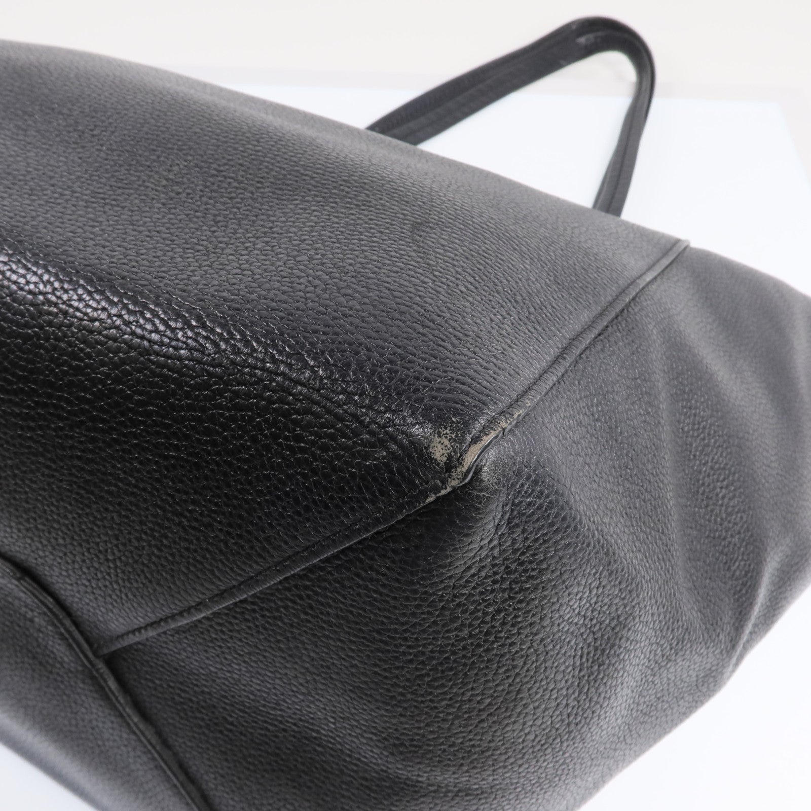 CELINE 牛皮皮革Tote Bag銀扣肩背袋