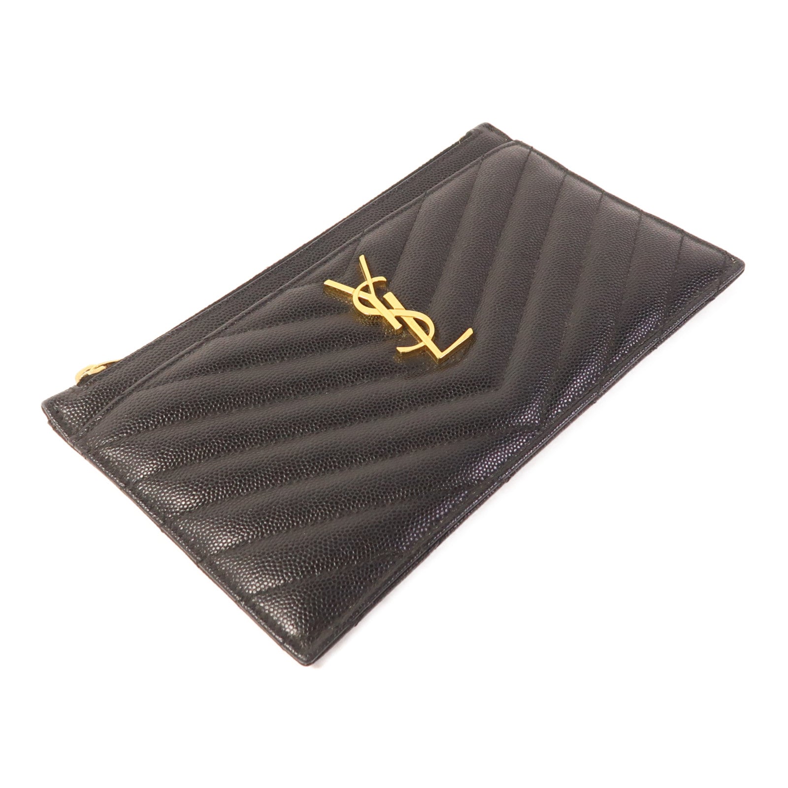 YVES SAINT LAURENT 牛皮皮革Pouch金扣手拿包