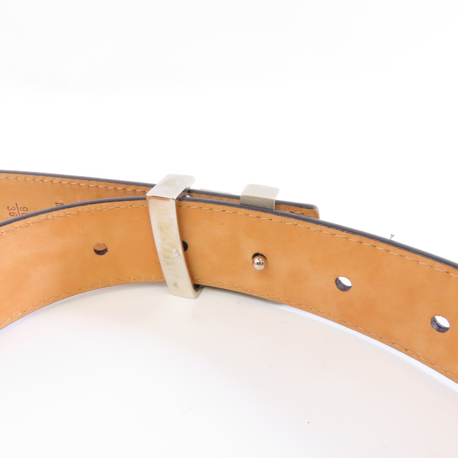 LOUIS VUITTON Epi Belt 90cm銀扣皮帶黑色