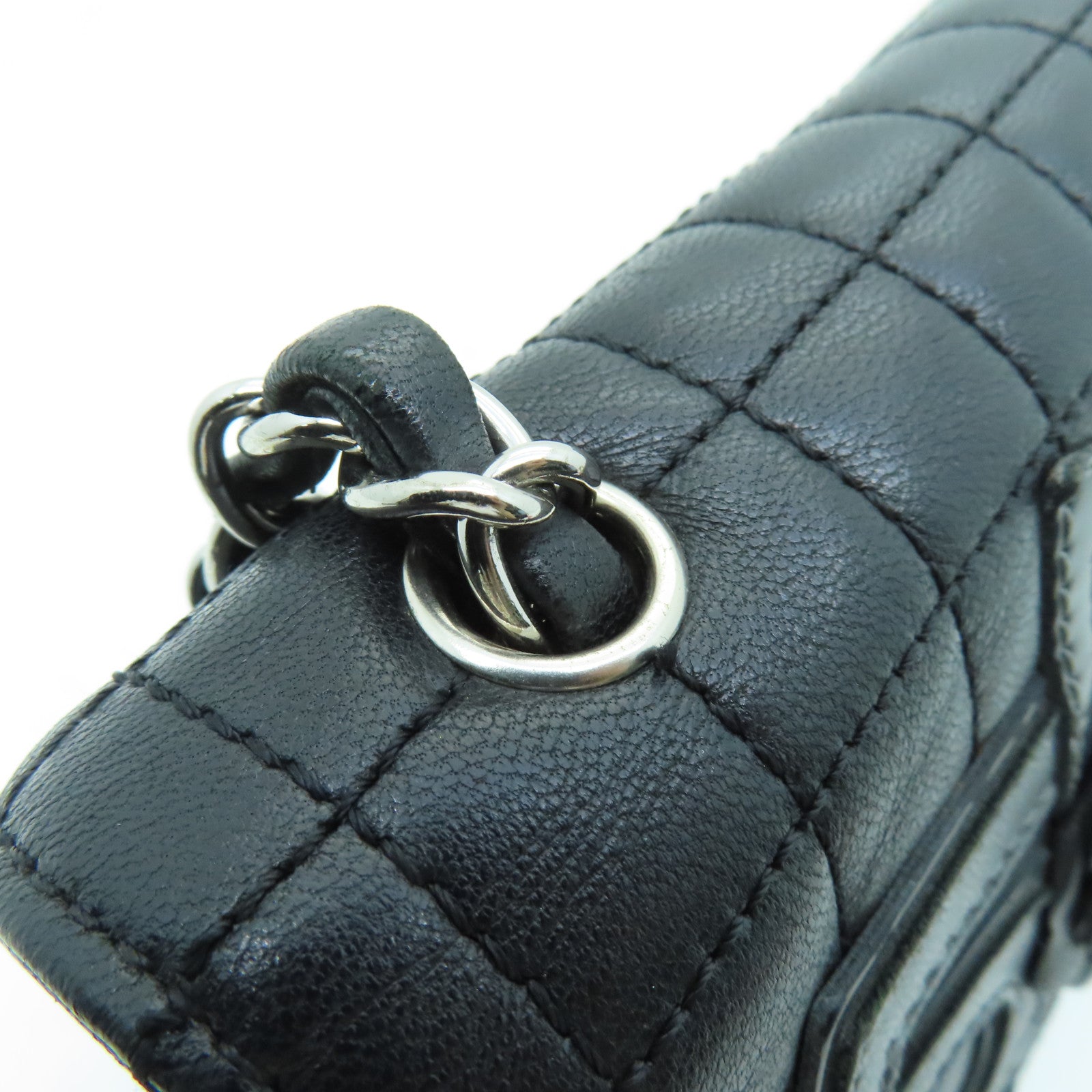 CHANEL 【清倉大減價】牛皮皮革Chain Shoulder Bag銀扣鏈帶肩背袋黑色