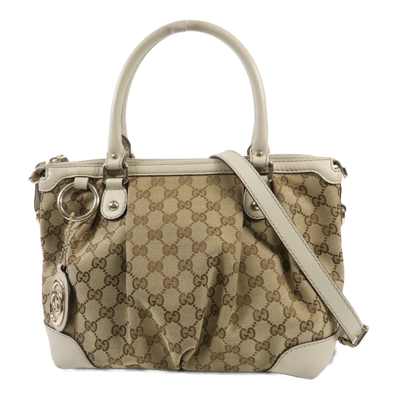 GUCCI 帆布Shoulder Bag金扣手挽肩背兩用袋