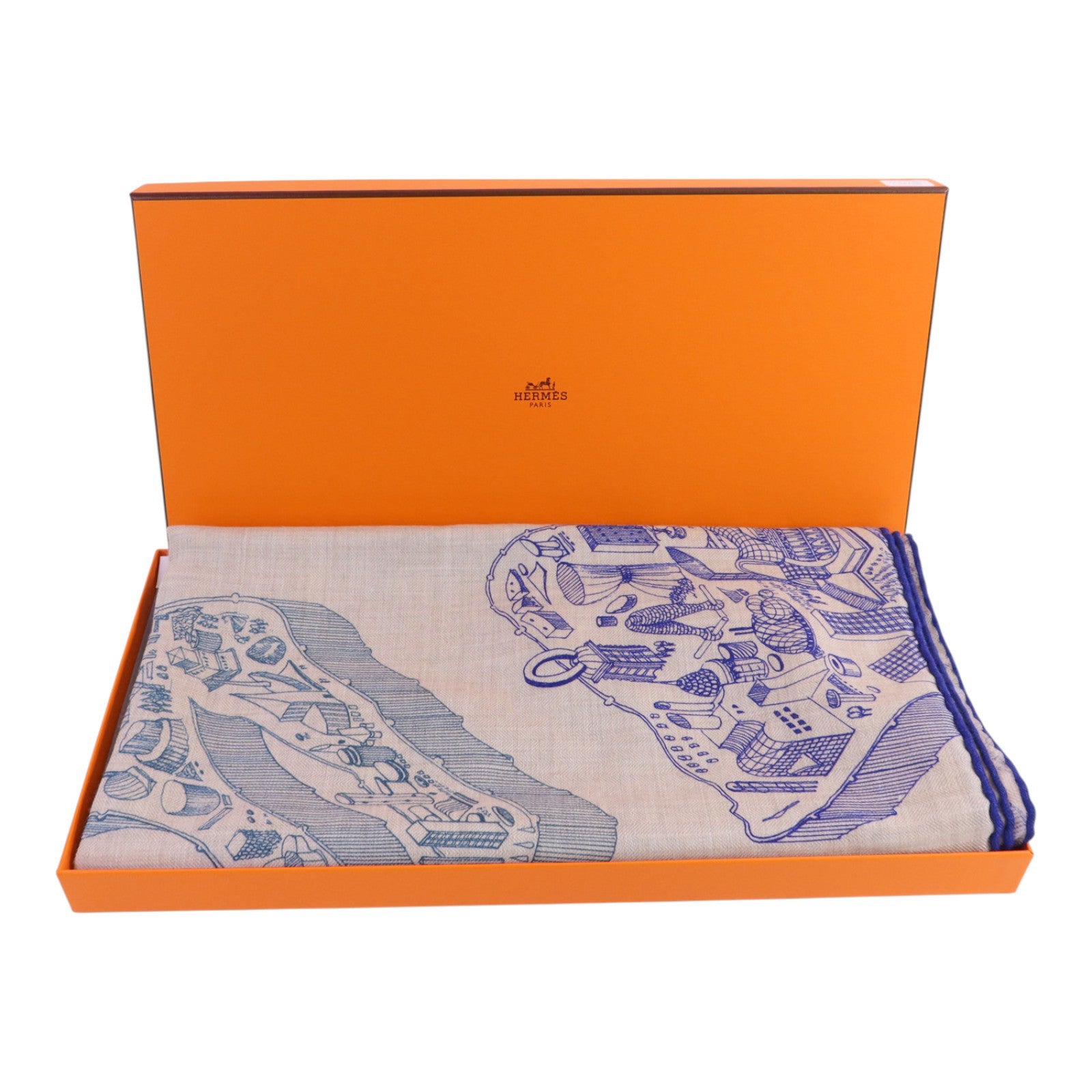 HERMES 羊絨/絲質Mors A Jouets Bandana Shawl 140x140絲巾
