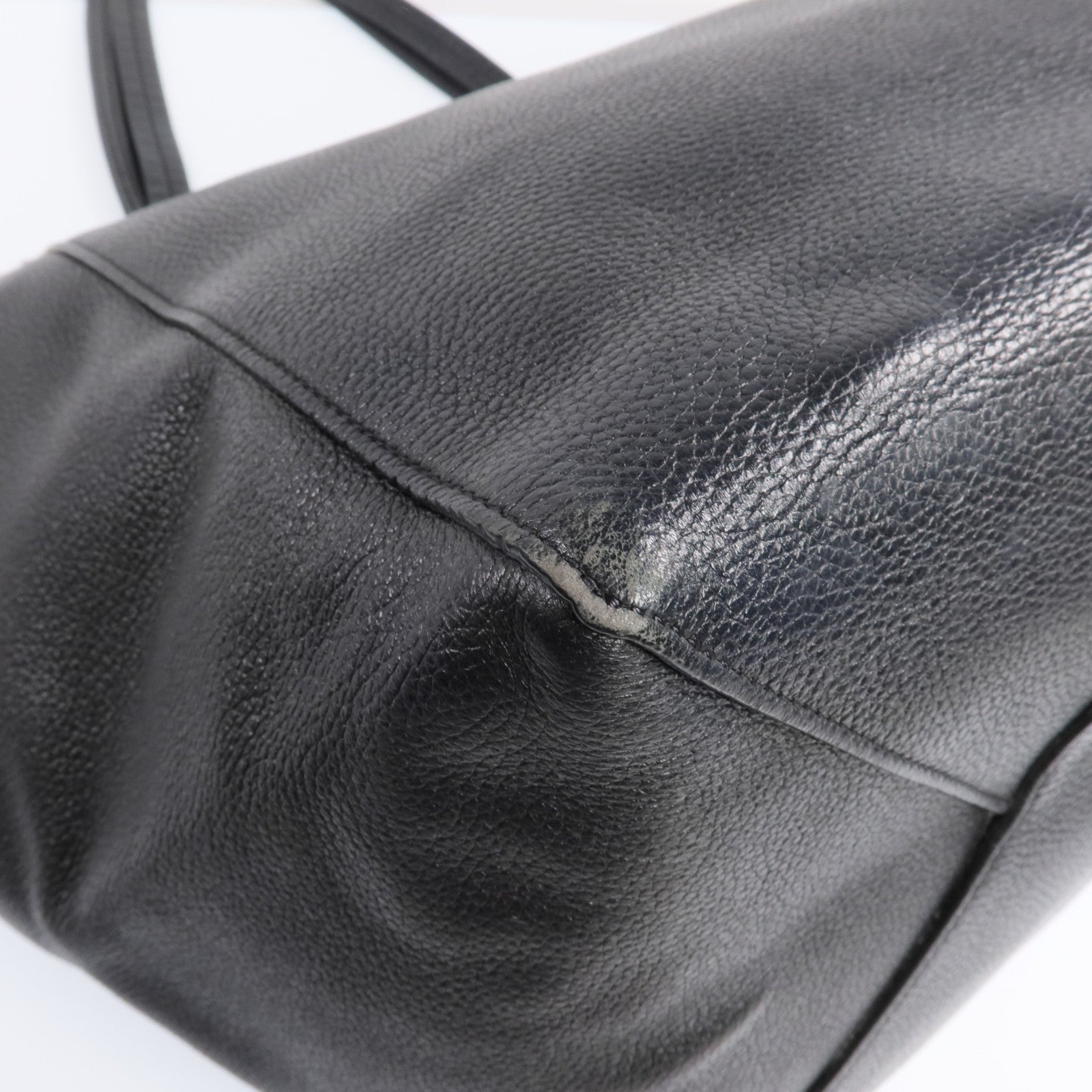 CELINE 牛皮皮革Tote Bag銀扣肩背袋