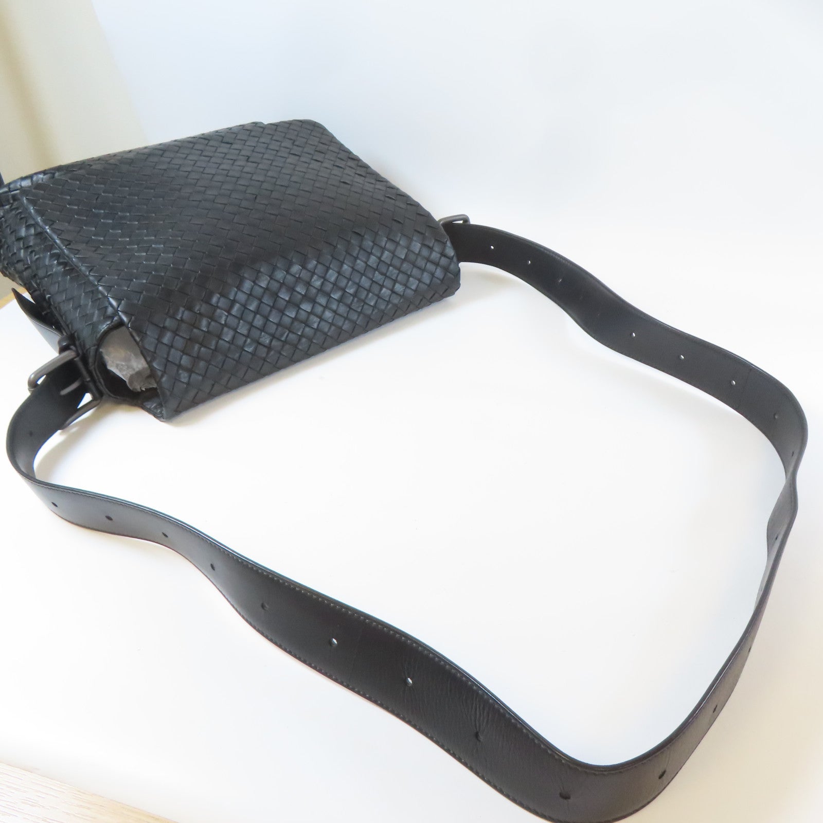BOTTEGA VENETA 【激減優惠】織紋牛皮皮革Shoulder Bag肩背袋黑色