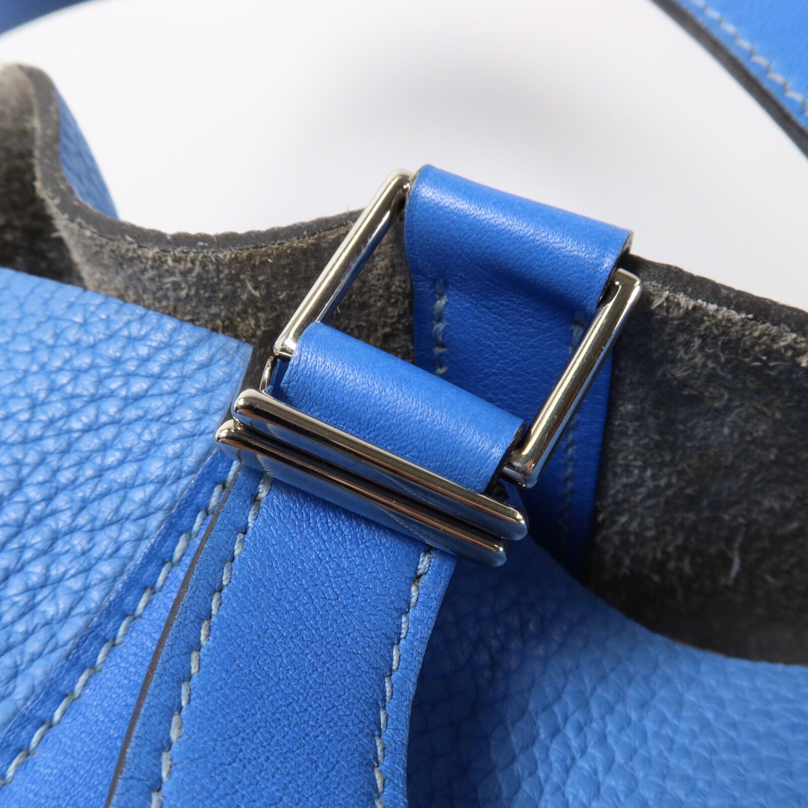 HERMES Clemence皮革Picotin GM手挽袋Bleu Paradis