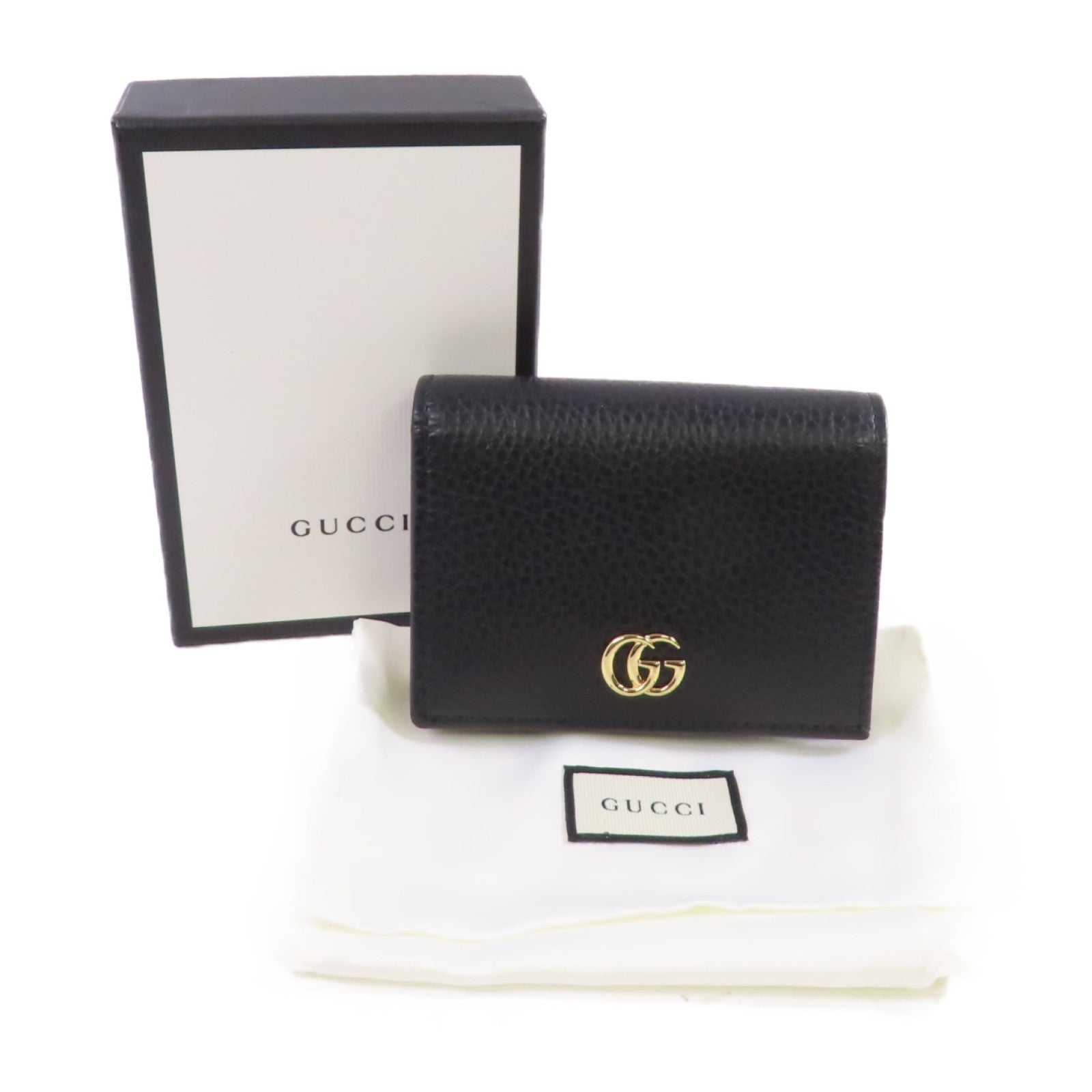 GUCCI 牛皮皮革GG Marmot Wallet金扣短錢包黑色