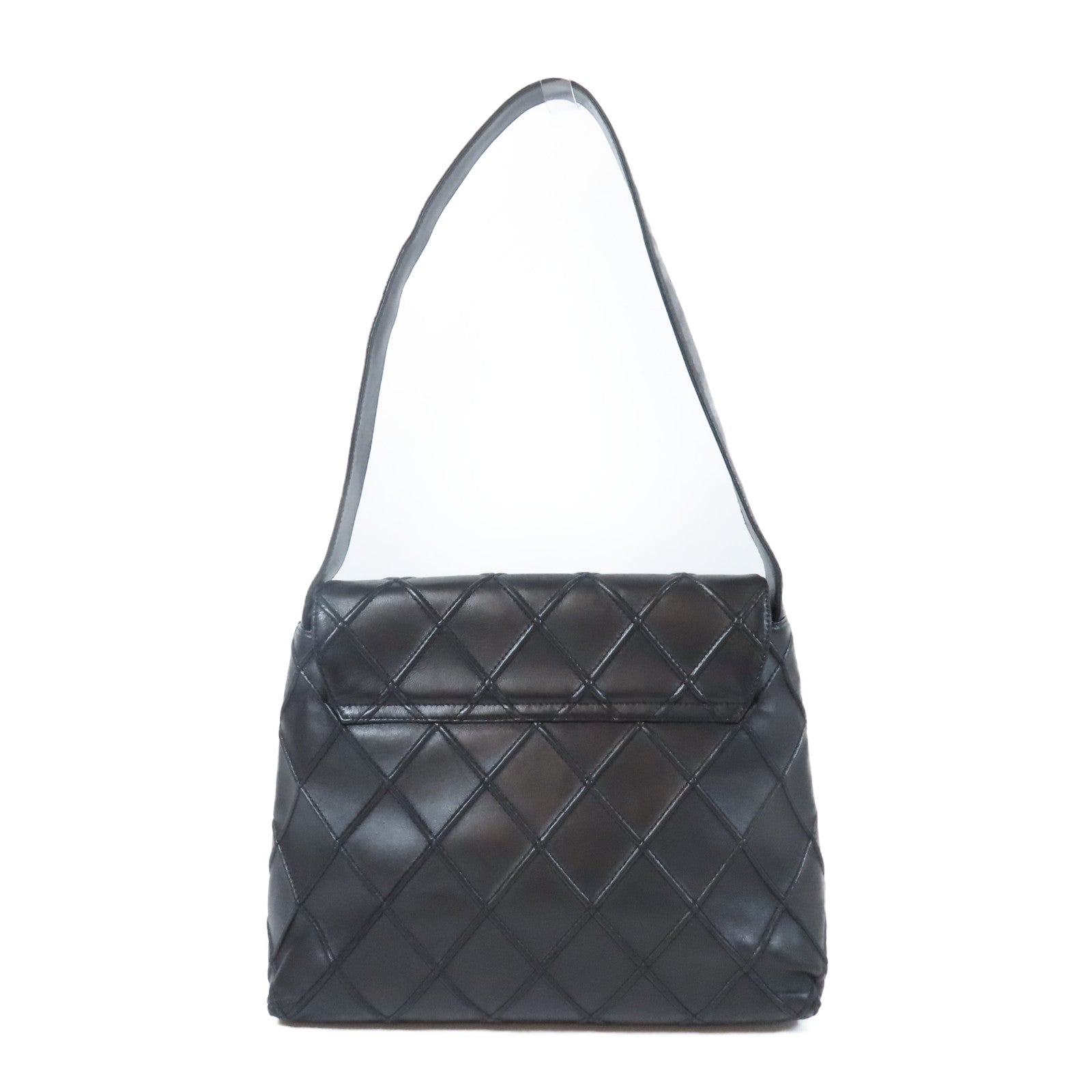 CHANEL 【激減優惠】菱格牛皮皮革Shoulder Bag銀扣肩背袋黑色