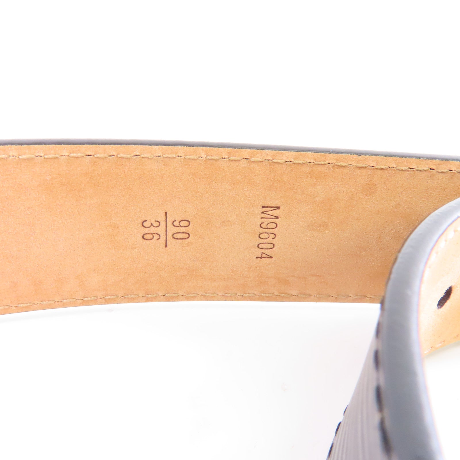 LOUIS VUITTON Epi Belt 90cm銀扣皮帶黑色