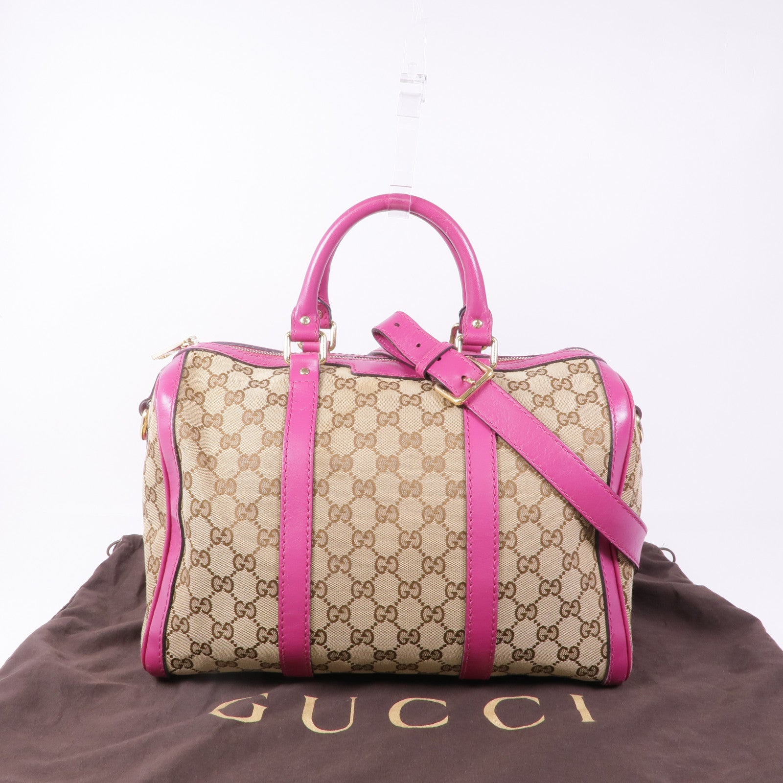 GUCCI 帆布2 Way Boston金扣手挽肩背兩用袋