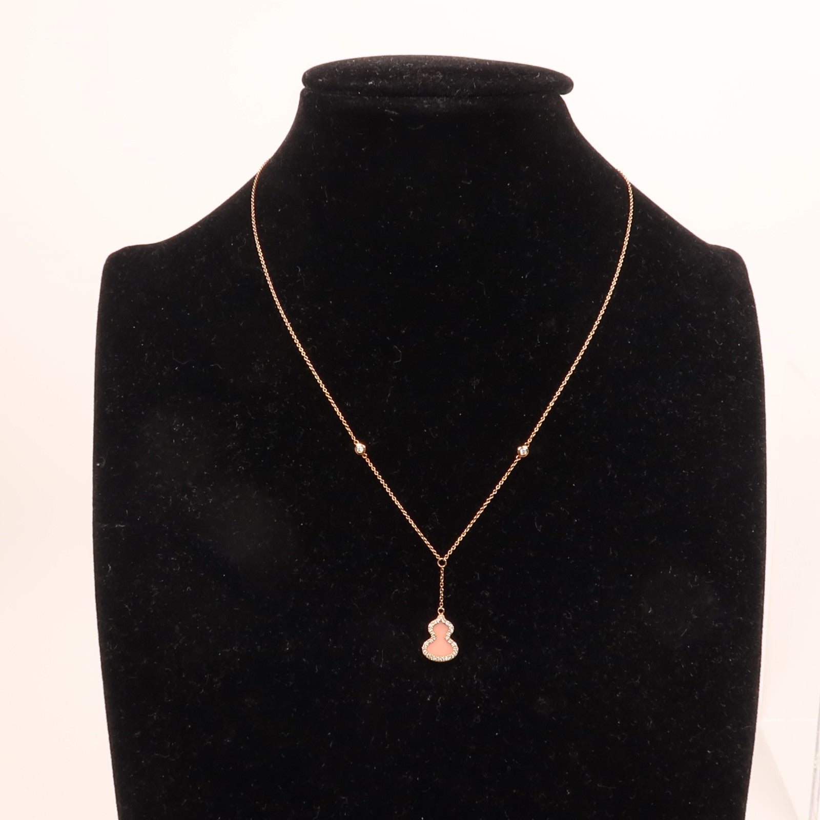 JEWELRY 18K玫瑰金Qeelin Petite Wulu Diamond Pink Opal蛋白石/鑽石項鍊