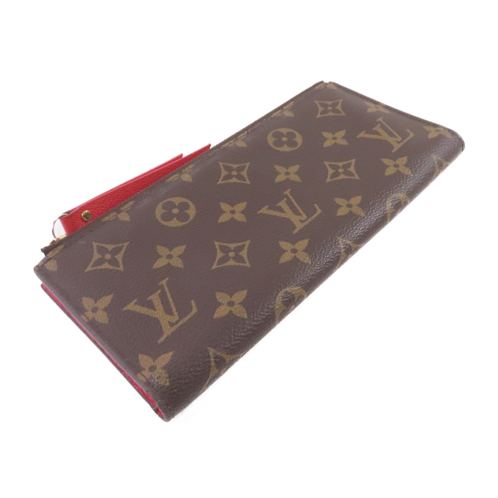 LOUIS VUITTON Monogram Portefeuille Adele Long Wallet金扣長錢包啡色/紅色