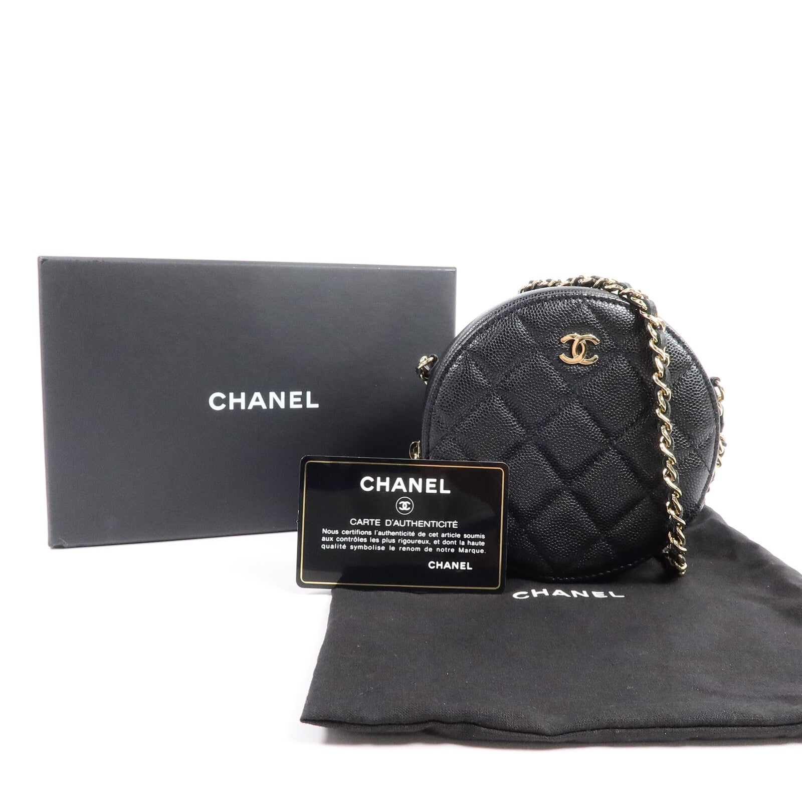 CHANEL 牛皮皮革Round Clutch With Chain肩背袋