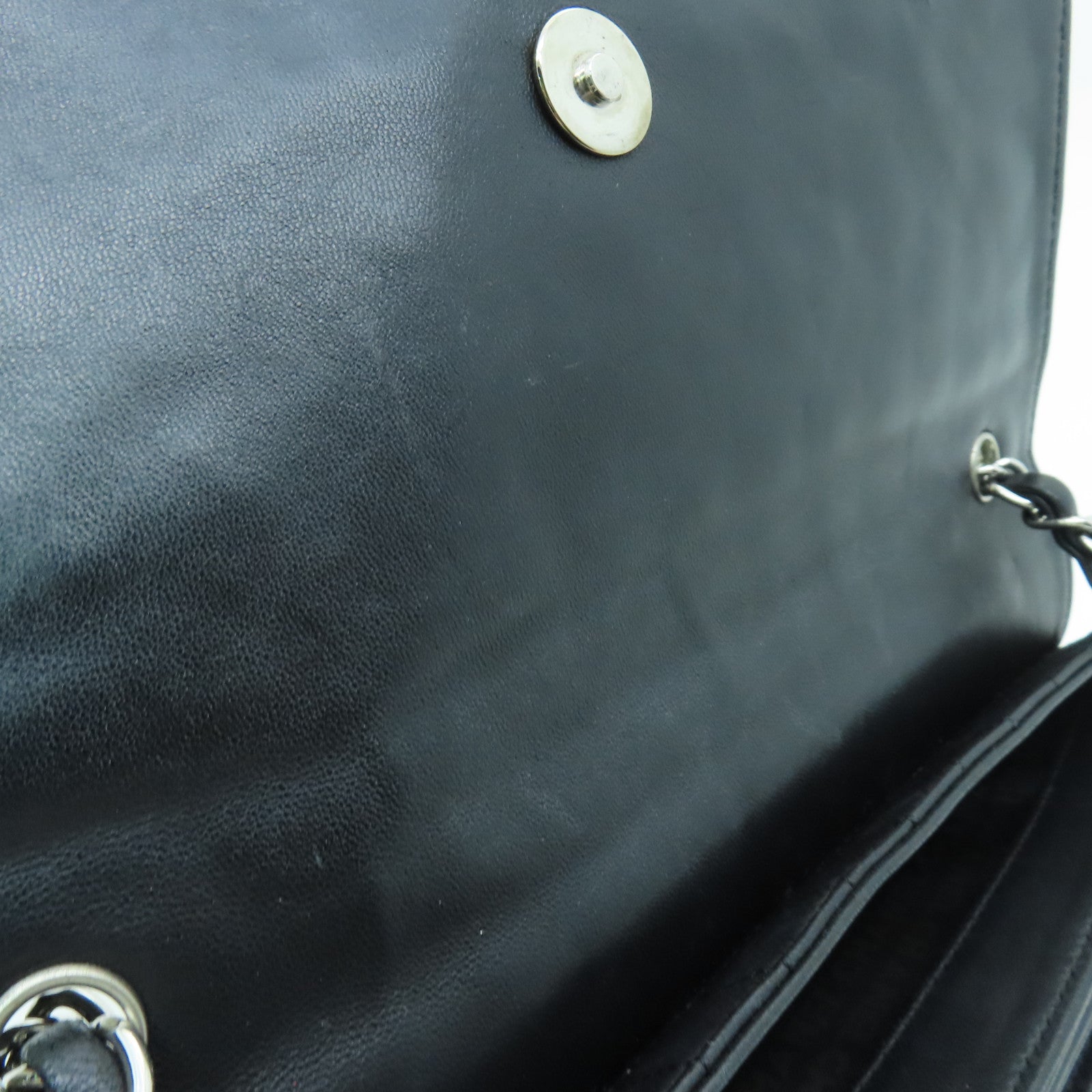 CHANEL 【清倉大減價】牛皮皮革Chain Shoulder Bag銀扣鏈帶肩背袋黑色