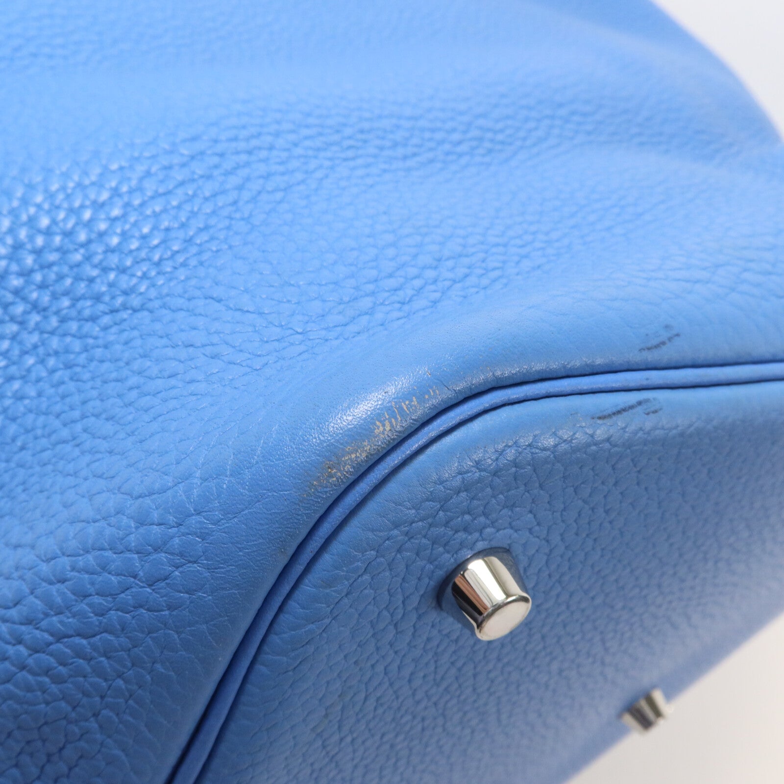 HERMES Clemence皮革Picotin GM手挽袋Bleu Paradis