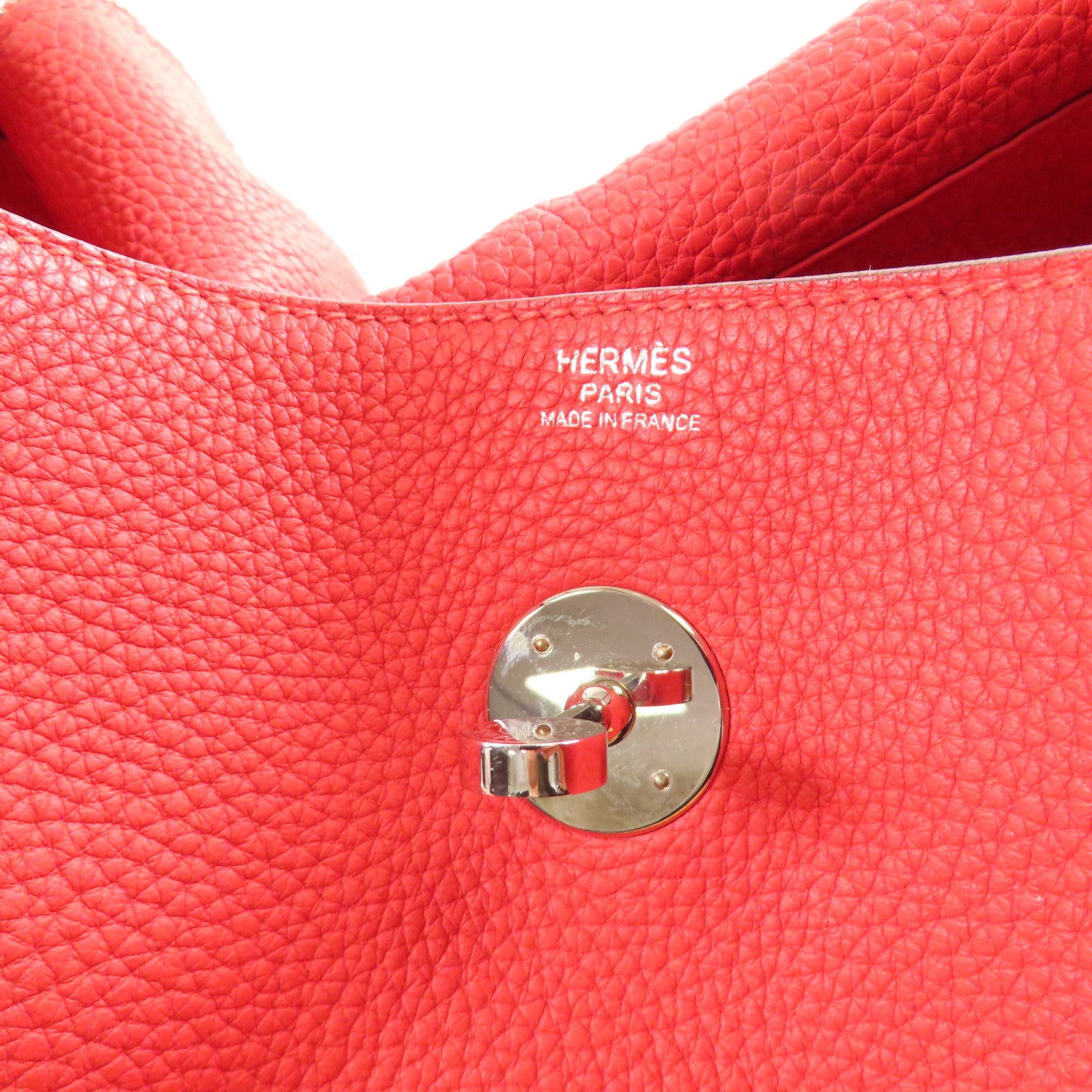 HERMES Clemence皮革Lindy 30銀扣手挽肩背兩用袋Rouge de Coeur