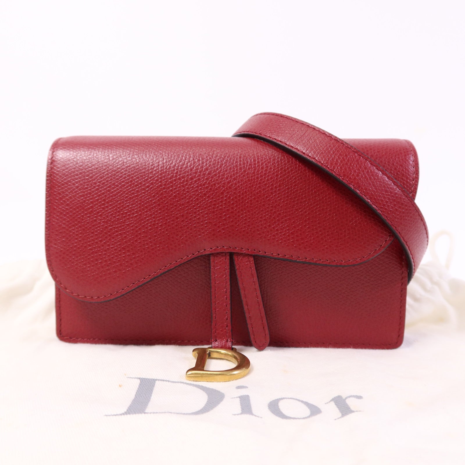 Dior 牛皮皮革Saddle Pouch Belt Bag金扣腰包