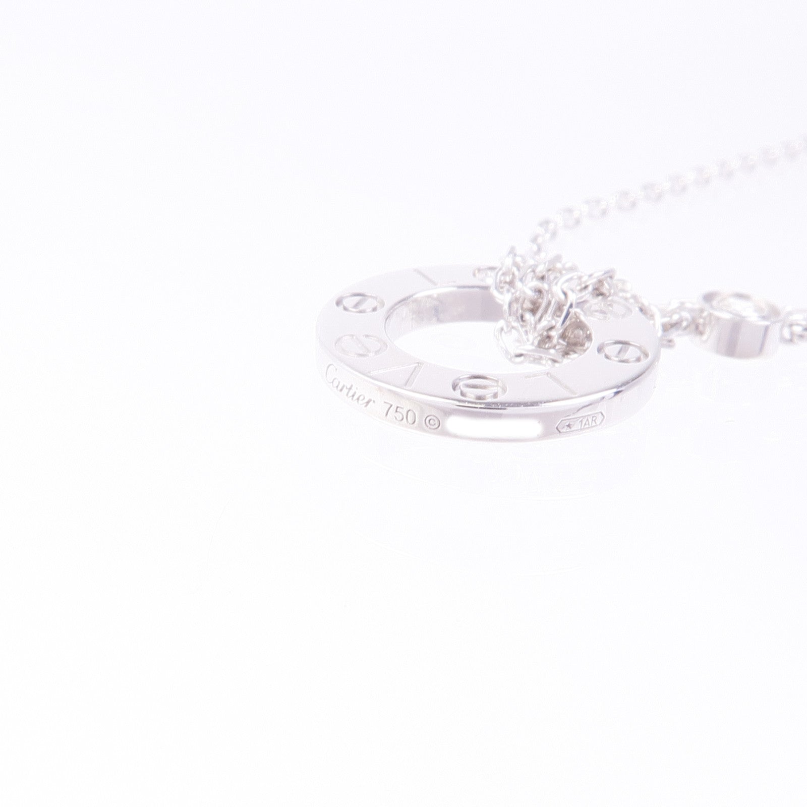 CARTIER 18K白金Love Necklace 2 Diamonds白金鑽石項鍊