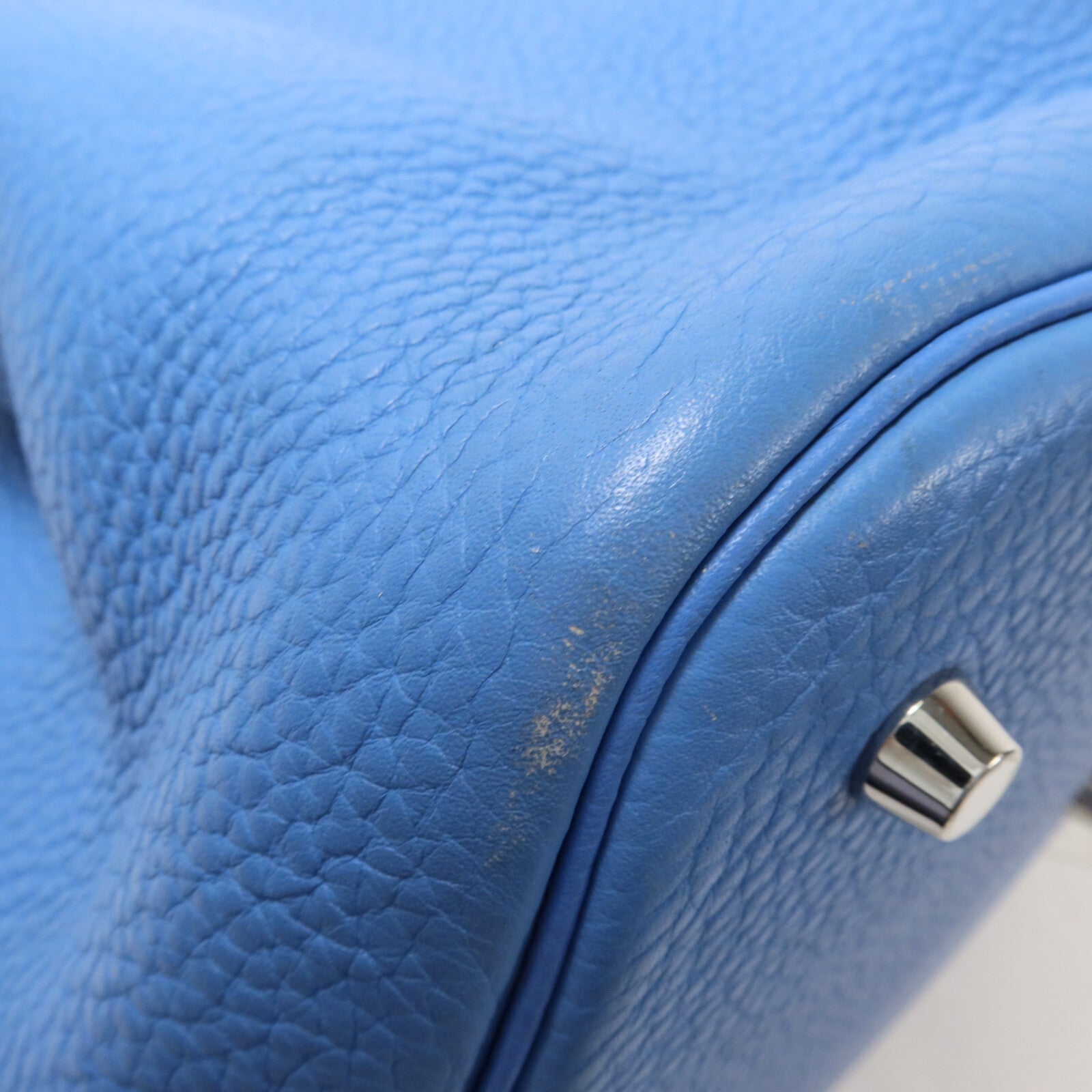 HERMES Clemence皮革Picotin GM手挽袋Bleu Paradis