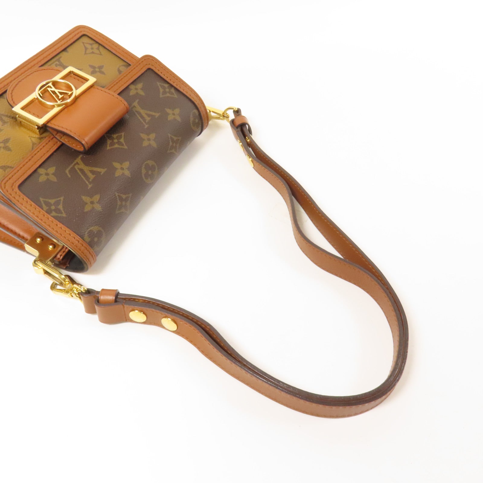 LOUIS VUITTON Monogram Reverse Mini Dauphine金扣肩背袋