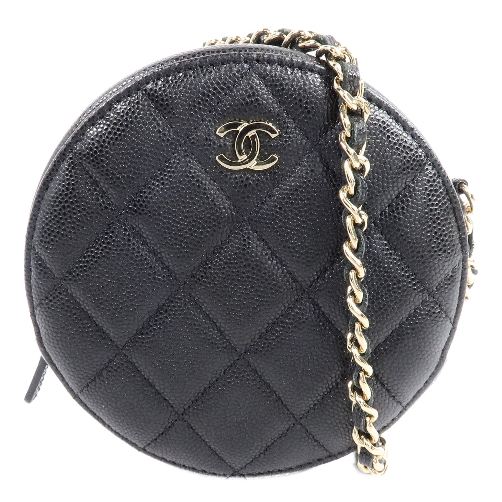 CHANEL 牛皮皮革Round Clutch With Chain肩背袋