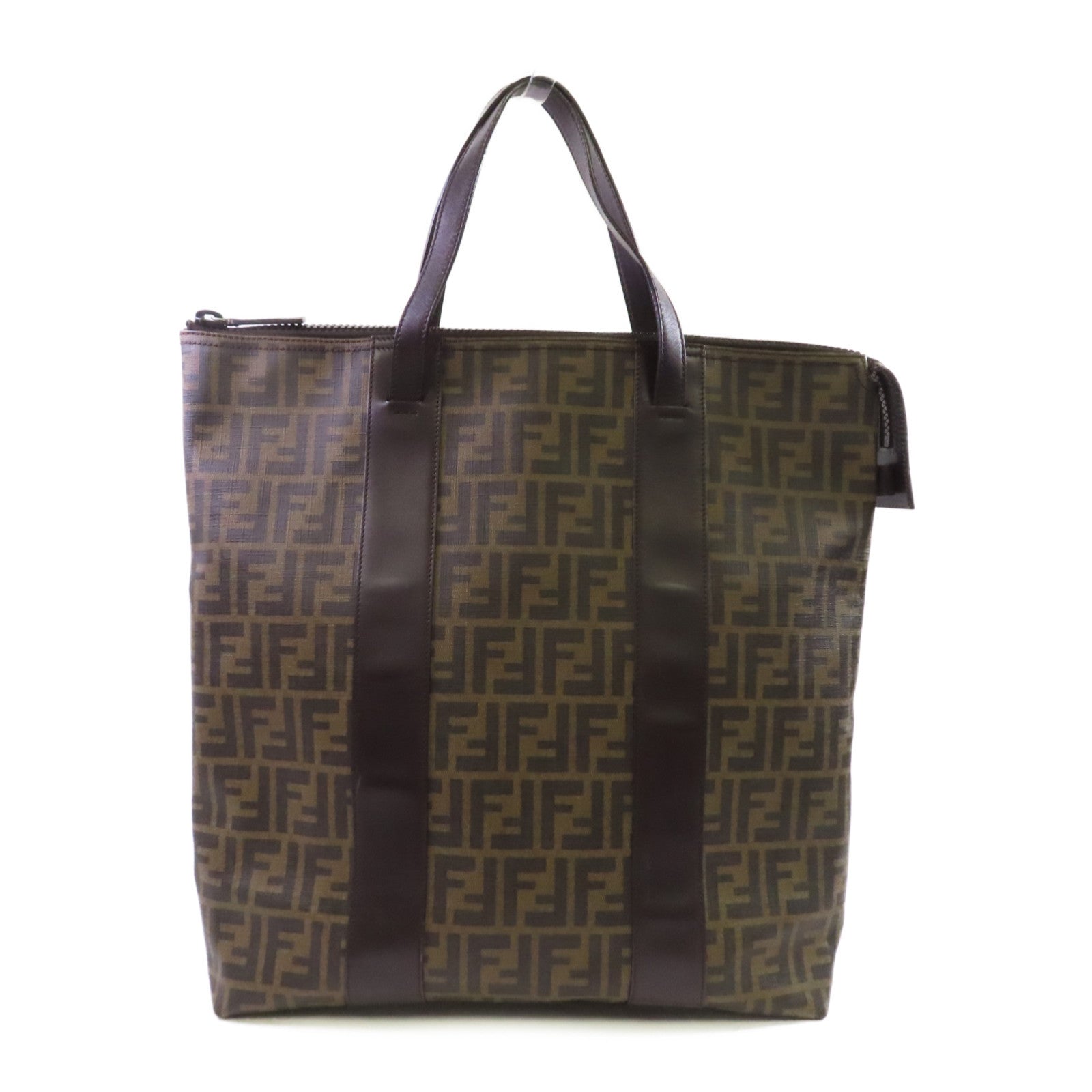 FENDI 塗層帆布Zucca Large Tote Bag肩背袋啡色