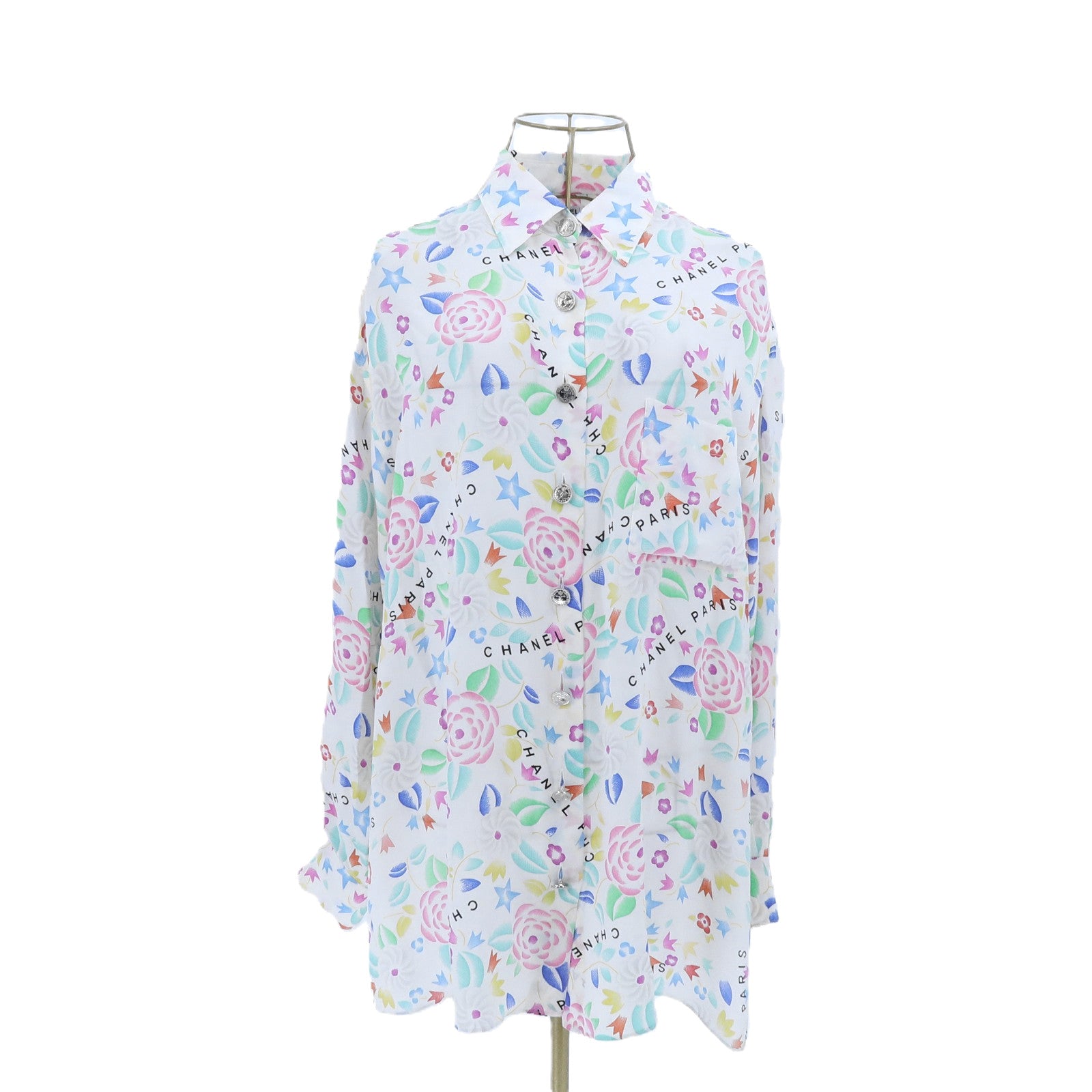 CHANEL Silk Camellia Print Blouse上衣