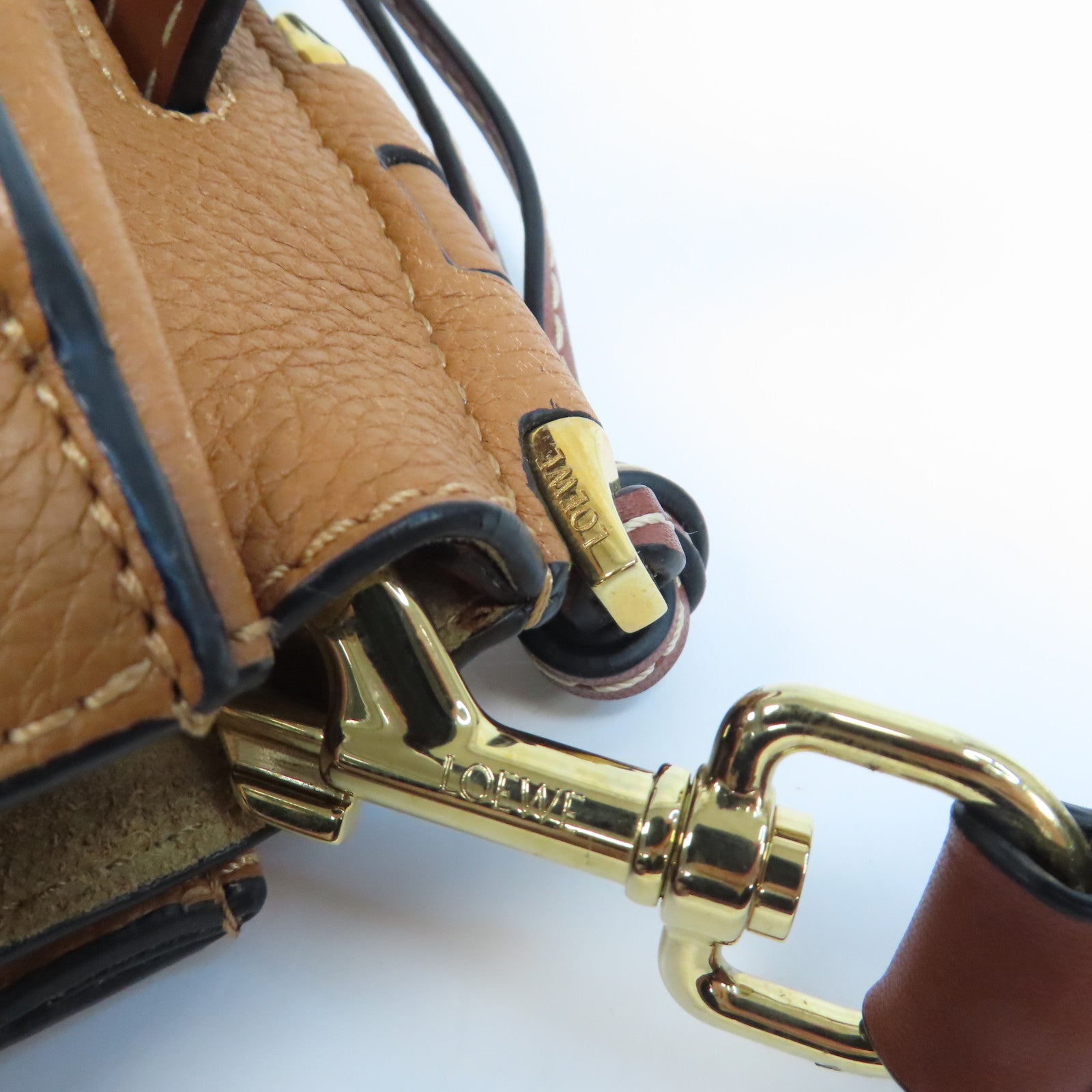 LOEWE 牛皮皮革Gate Top Handle金扣手挽肩背兩用袋啡色