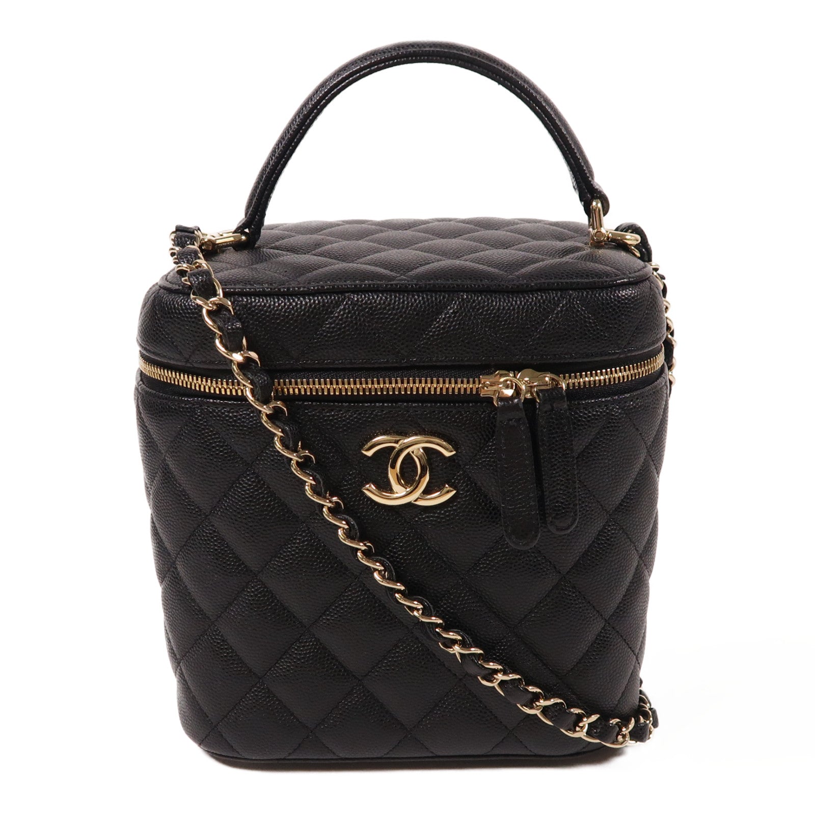 CHANEL 牛皮皮革Vanity Bag金扣手挽肩背兩用袋