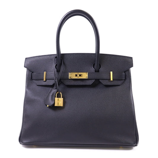 HERMES Epsom皮革Birkin 30金扣手挽袋Noir