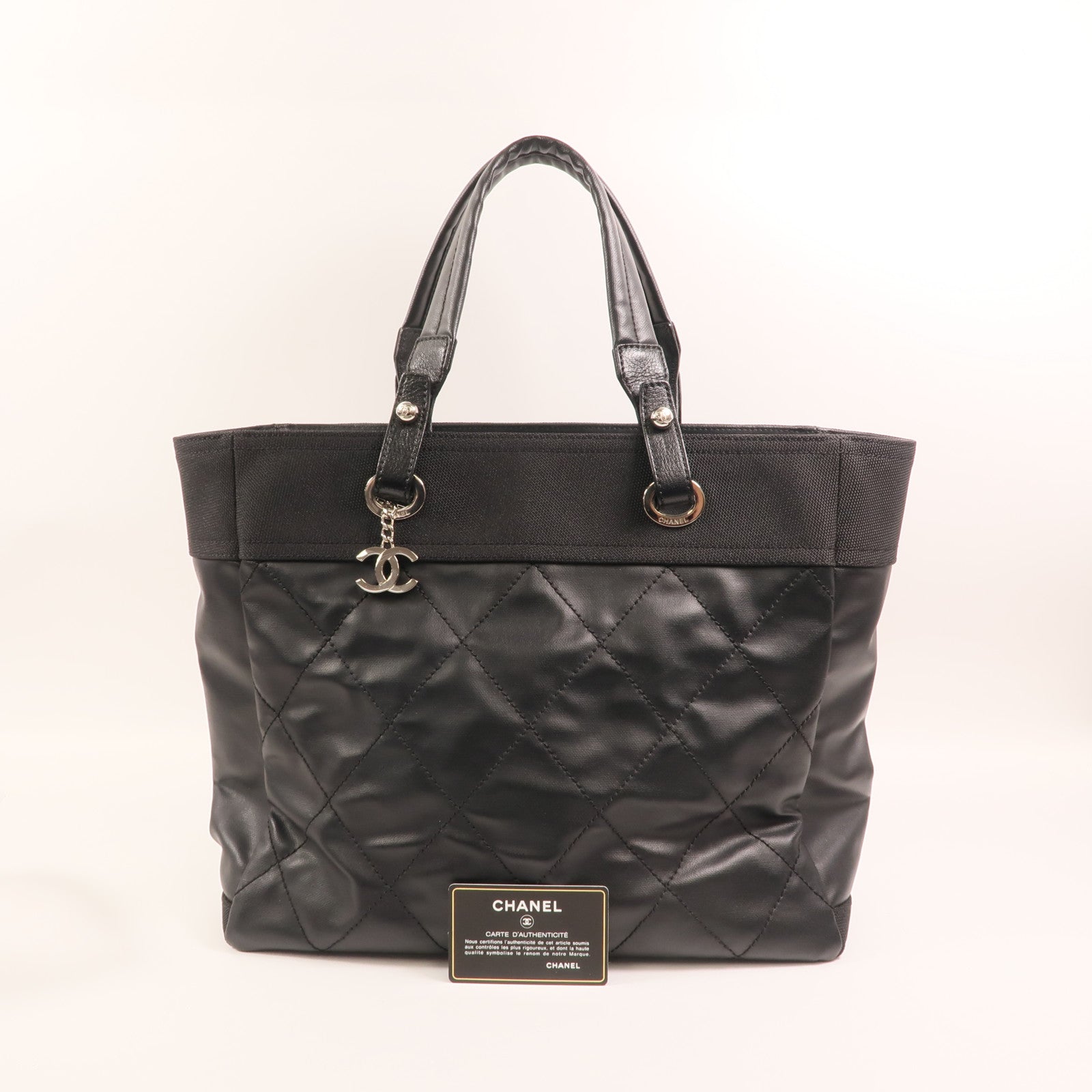 CHANEL 尼龍/帆布Tote Bag銀扣手挽袋
