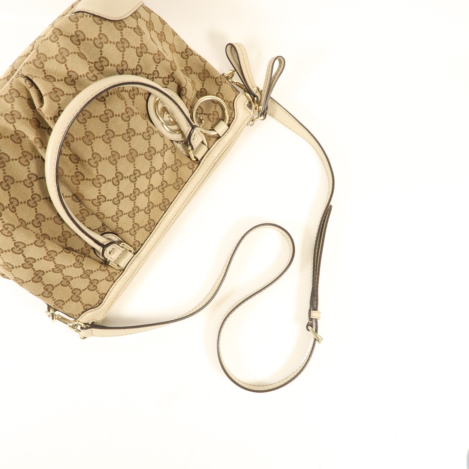 GUCCI 帆布Shoulder Bag金扣手挽肩背兩用袋