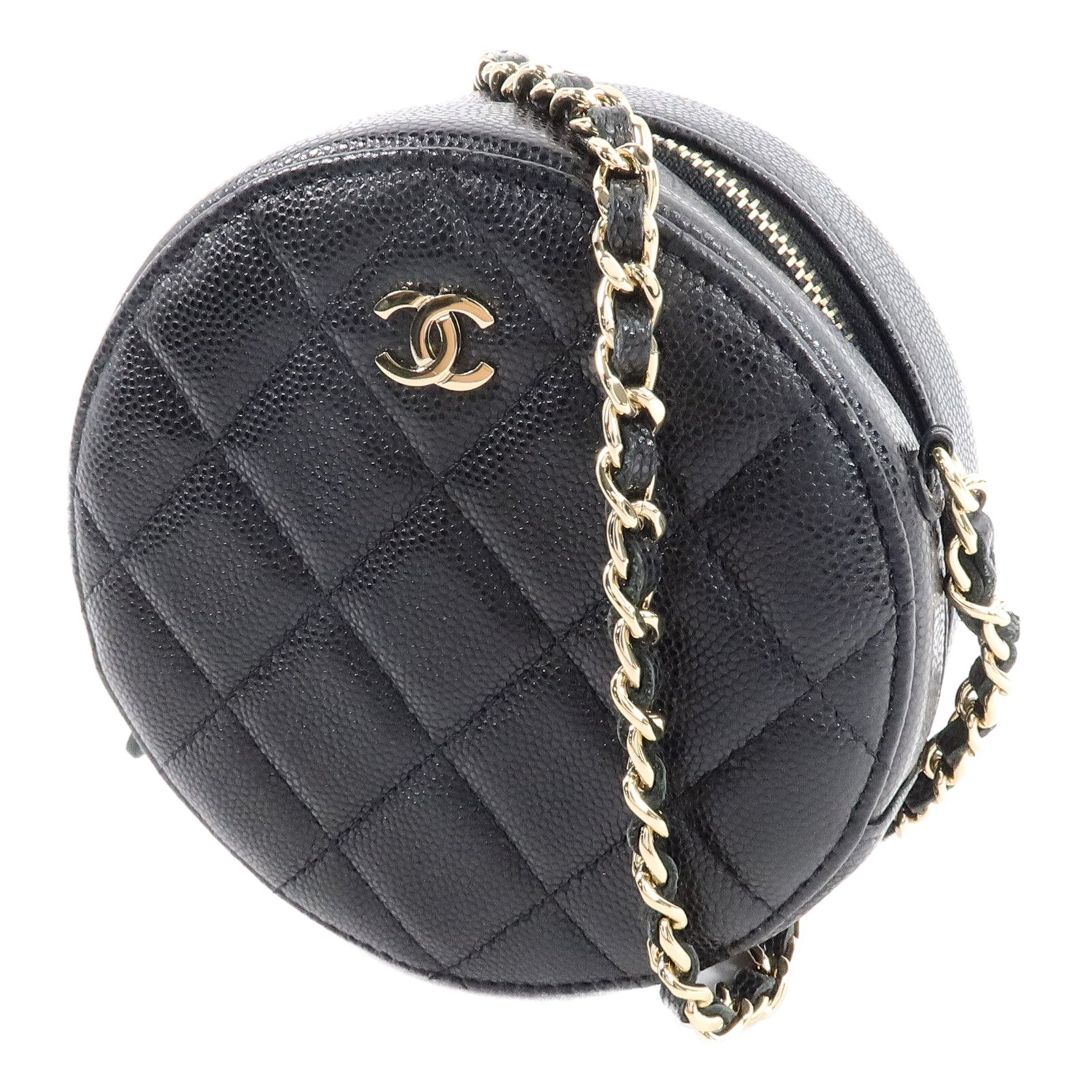 CHANEL 牛皮皮革Round Clutch With Chain肩背袋