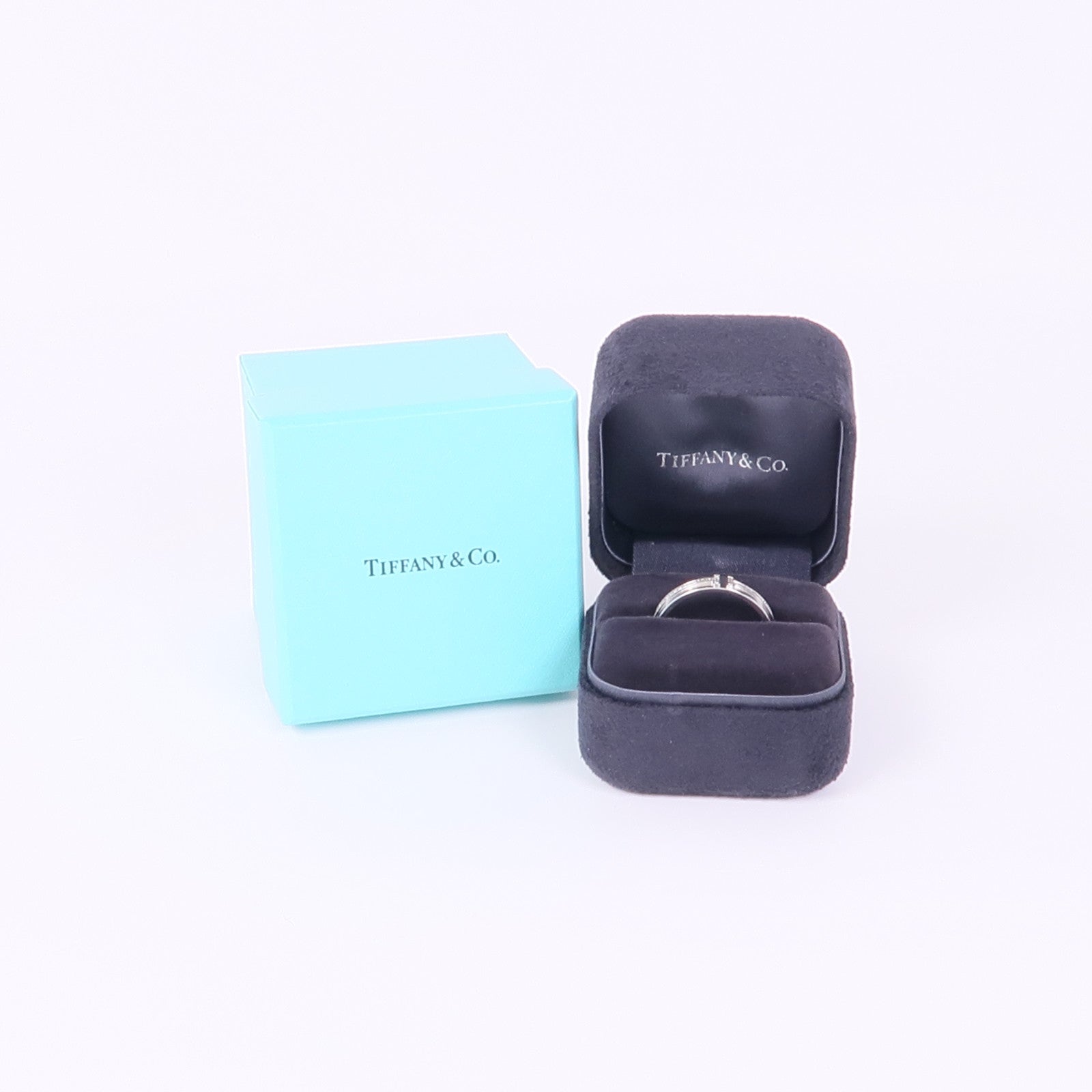 TIFFANY＆CO 18K白金T Narrow Diamond Ring鑽石戒指US#9.25