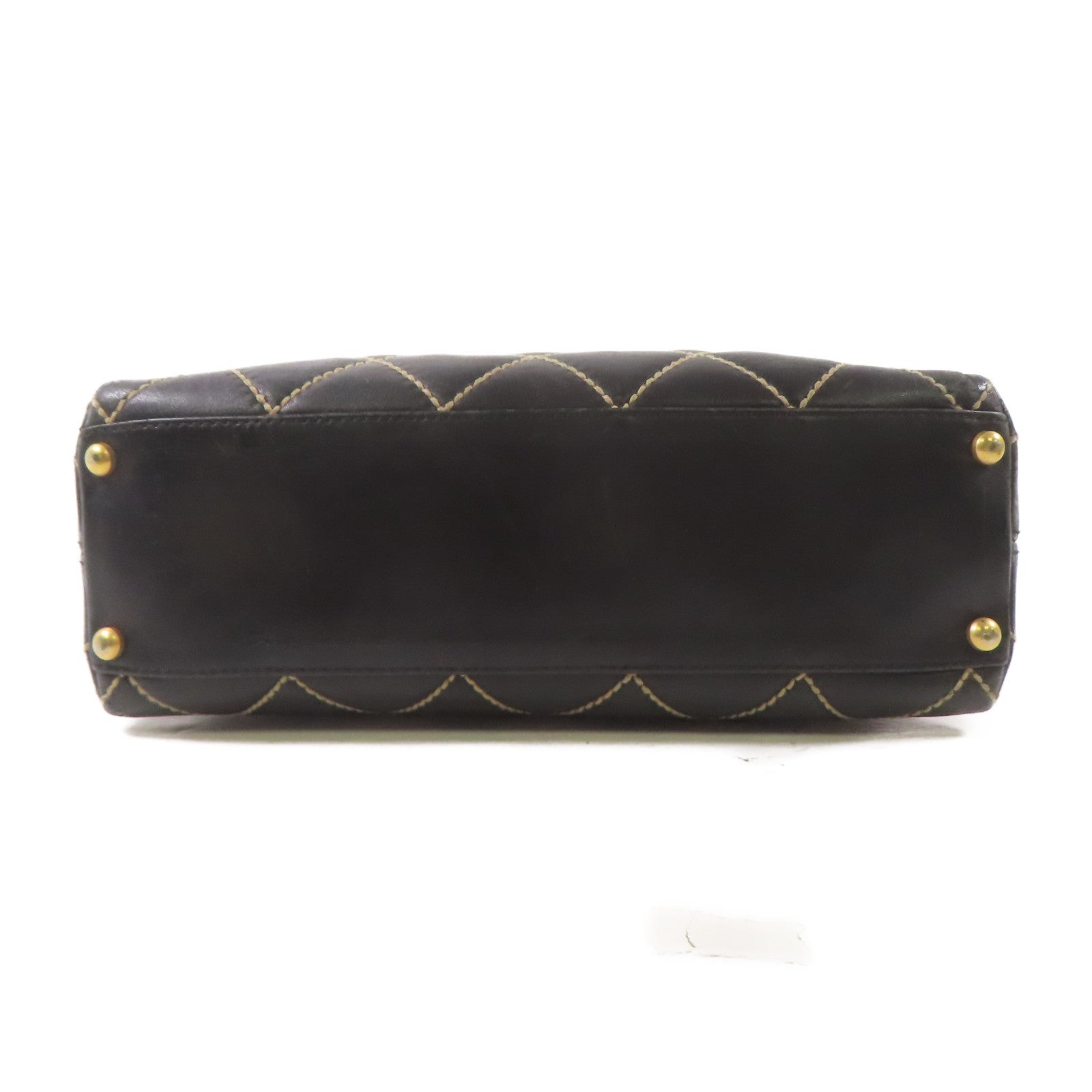 CHANEL CC GHW Wild Stich Vintage HandBag Calfskin Leather Black
