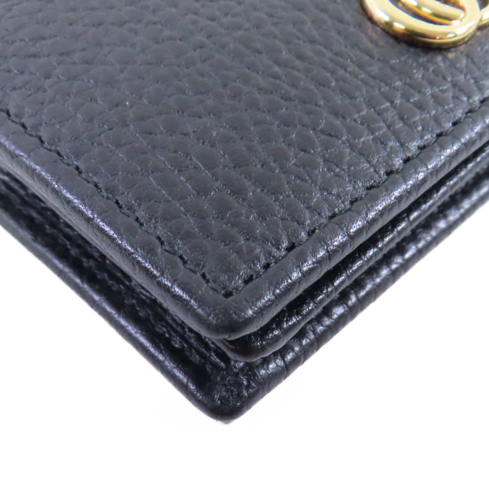 GUCCI 牛皮皮革GG Marmot Wallet金扣短錢包黑色