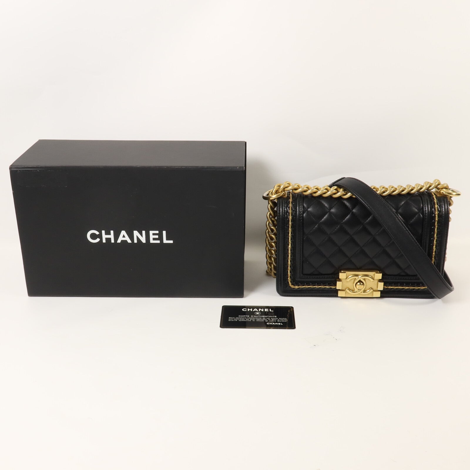 CHANEL 羊皮皮革Boy 20鏈帶肩背袋