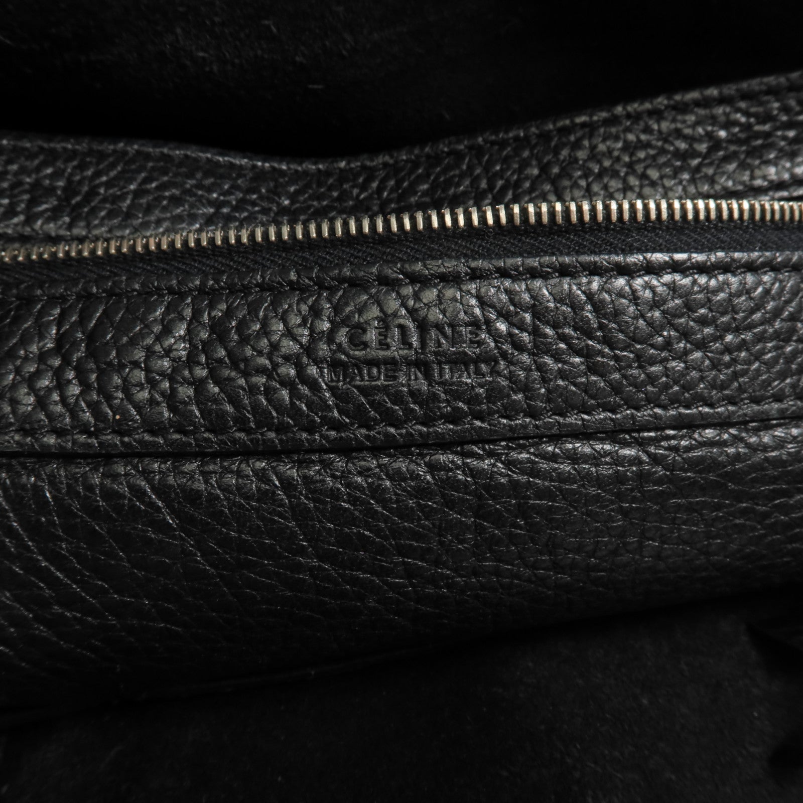 CELINE 牛皮皮革Tote Bag銀扣肩背袋