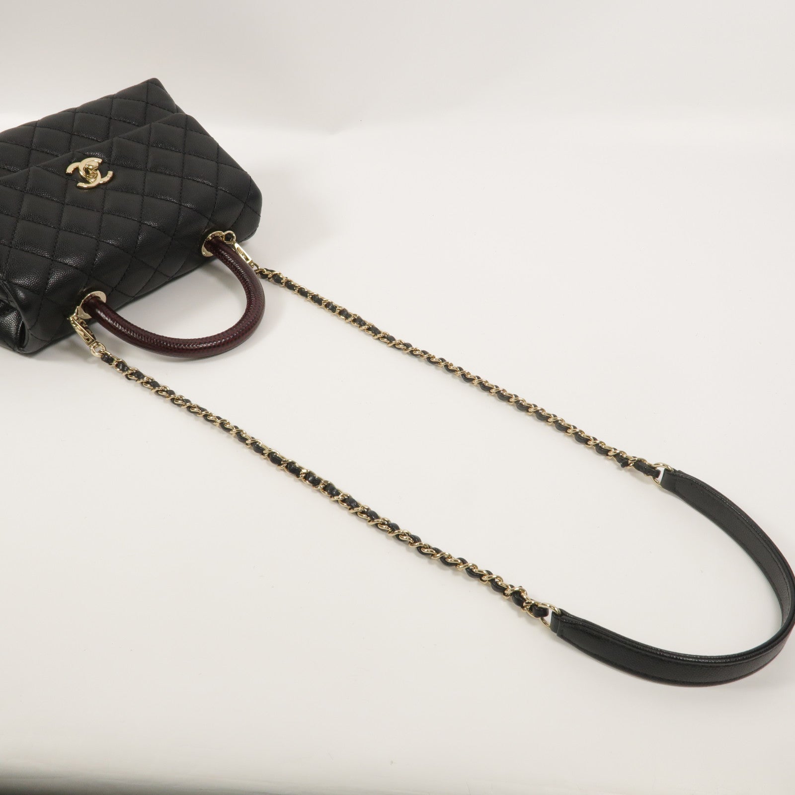 CHANEL 牛皮皮革Coco Handle Small鏈帶手挽肩背兩用袋