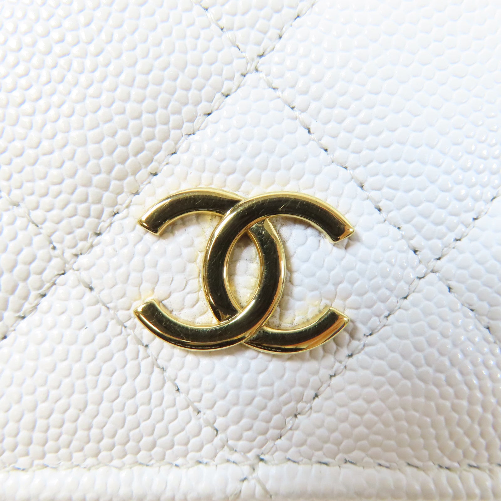 CHANEL 【激減優惠】菱格Caviar皮革Wallet On Chain金扣鏈帶肩背袋白色
