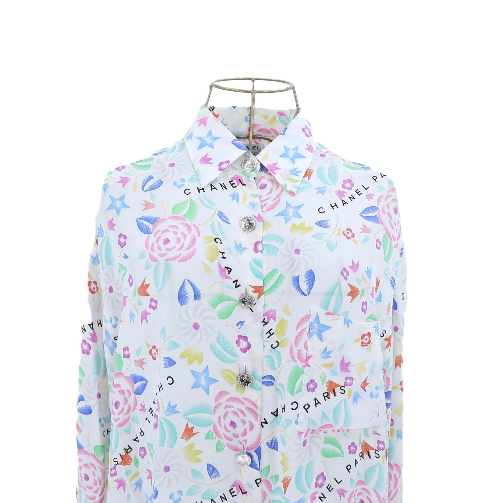 CHANEL Silk Camellia Print Blouse上衣