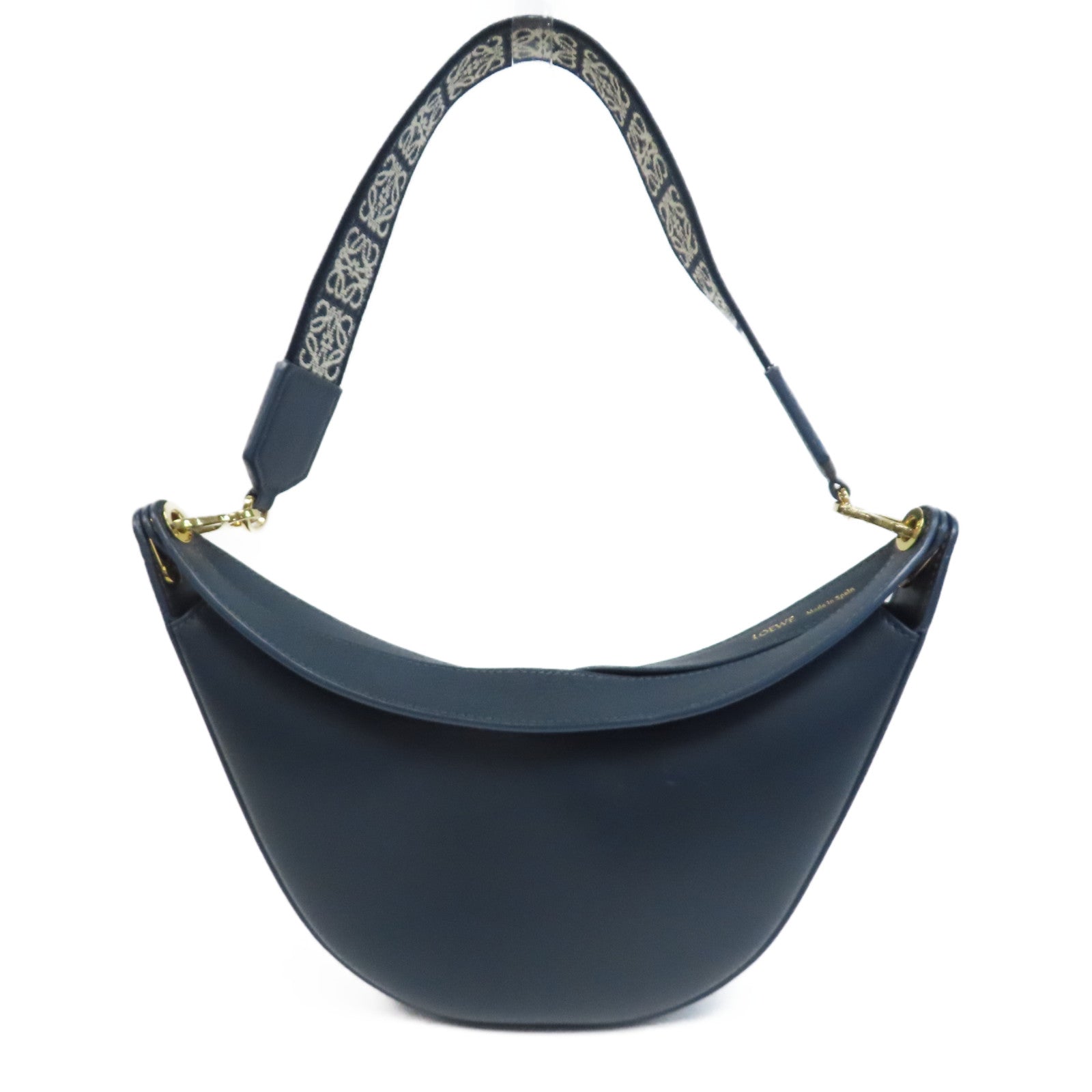 LOEWE 【激減優惠】牛皮皮革Luna金扣肩背袋藍色