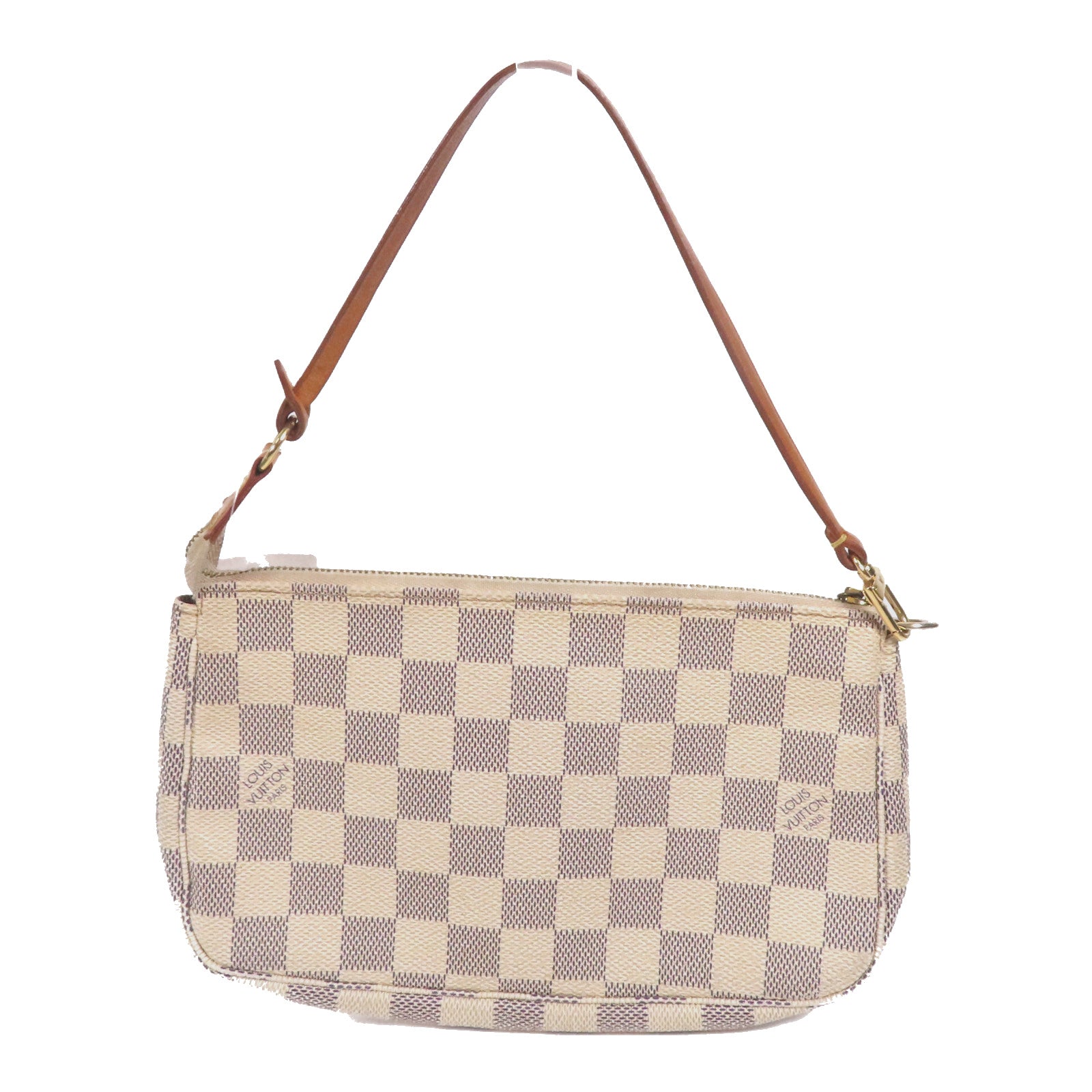 LOUIS VUITTON Damier Azur Pochette Accessories金扣手挽袋