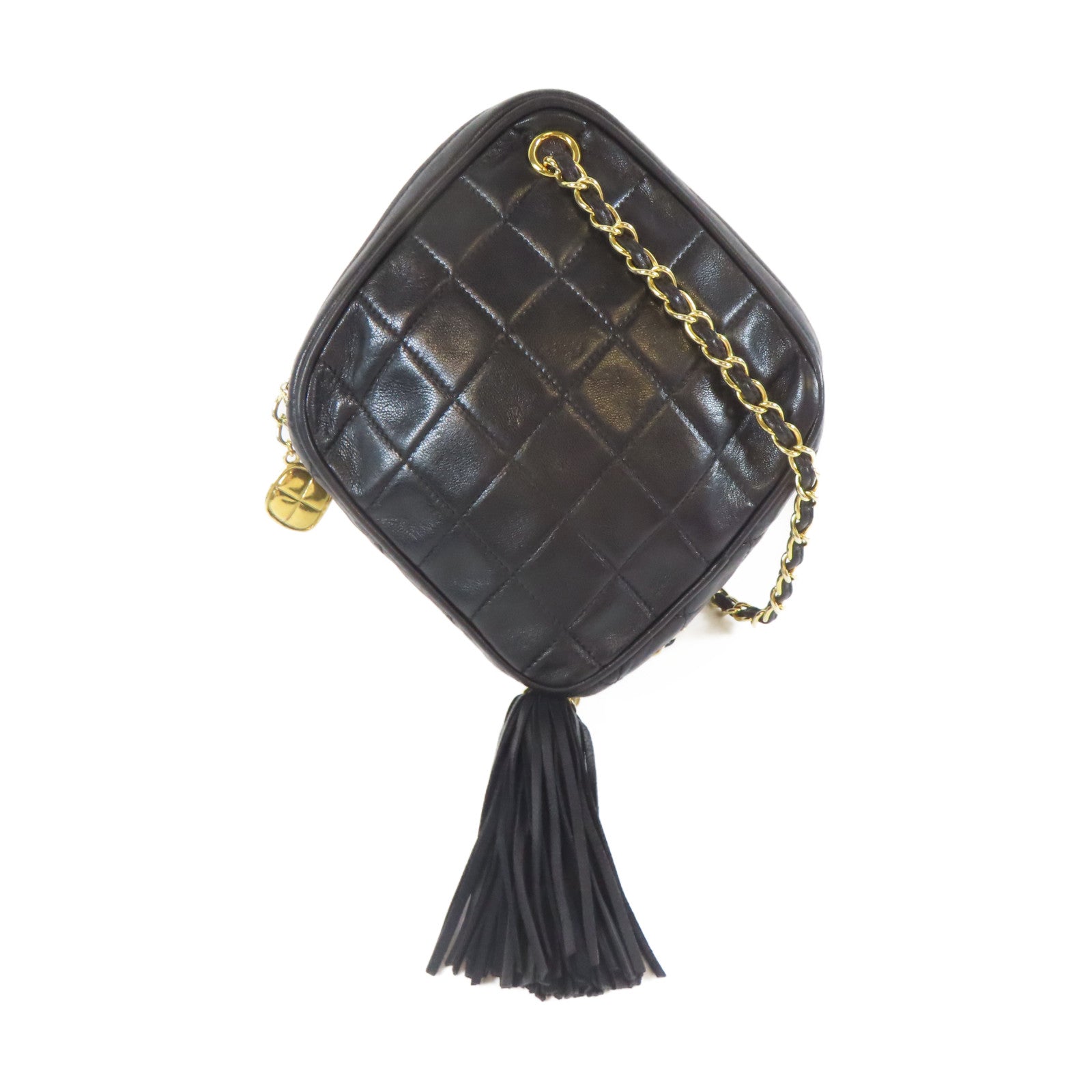 CHANEL 【激減優惠】菱格羊皮皮革Vintage Chain Shoulder金扣鏈帶肩背袋黑色