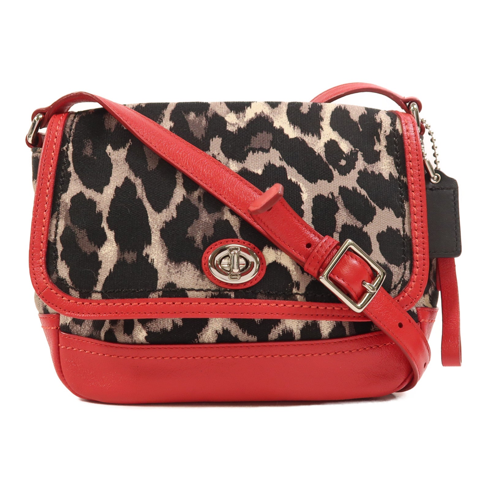 COACH 【激減優惠】帆布/牛皮皮革Shoulder Bag銀扣肩背袋