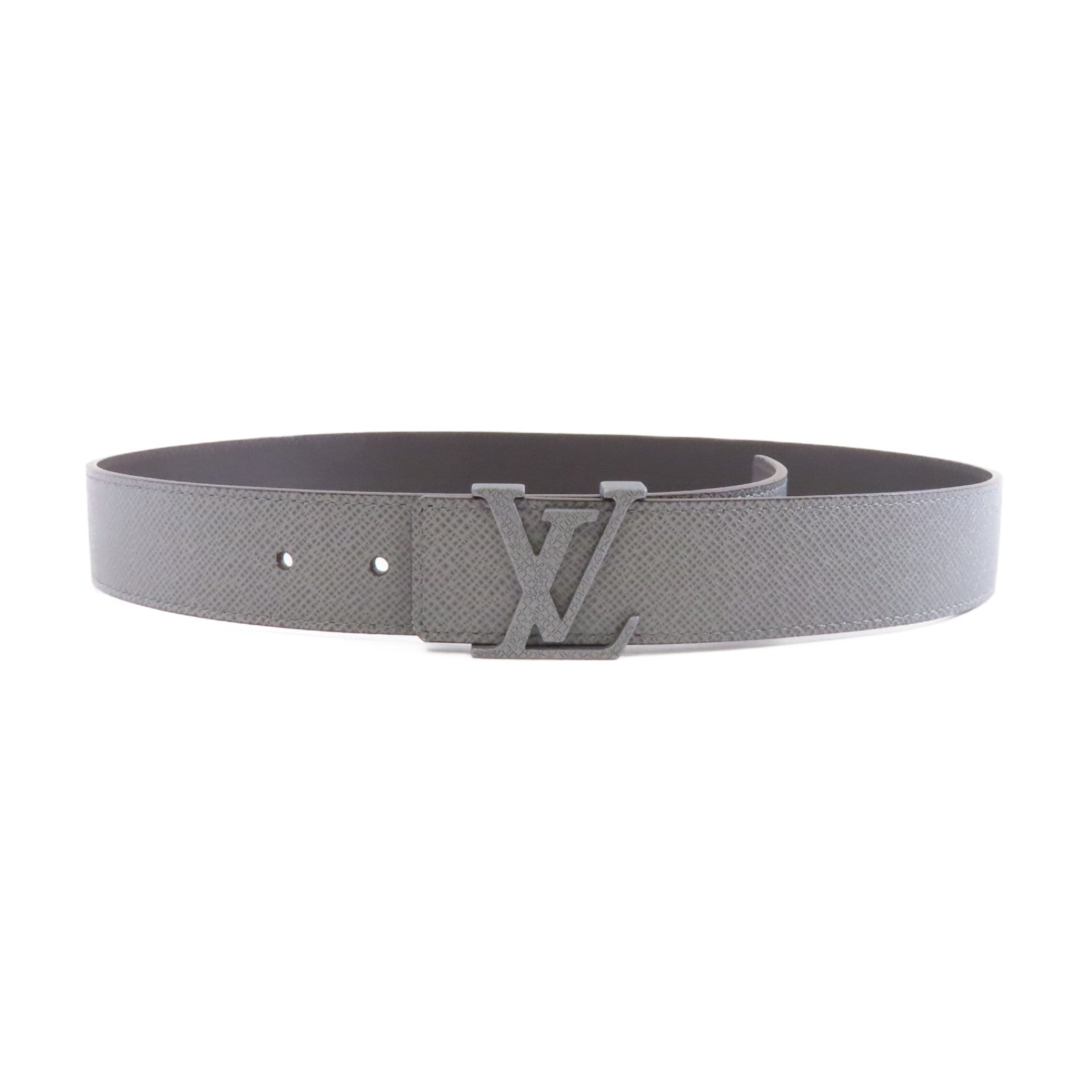 LOUIS VUITTON Taiga Belt 85cm 銀扣灰色