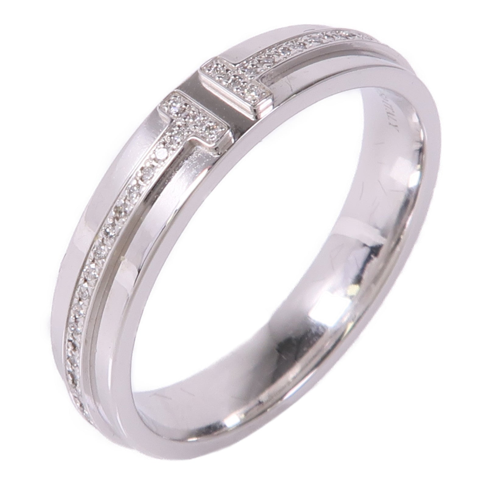 TIFFANY＆CO 【激減優惠】18K白金T Narrow Diamond Ring鑽石戒指US#9.25